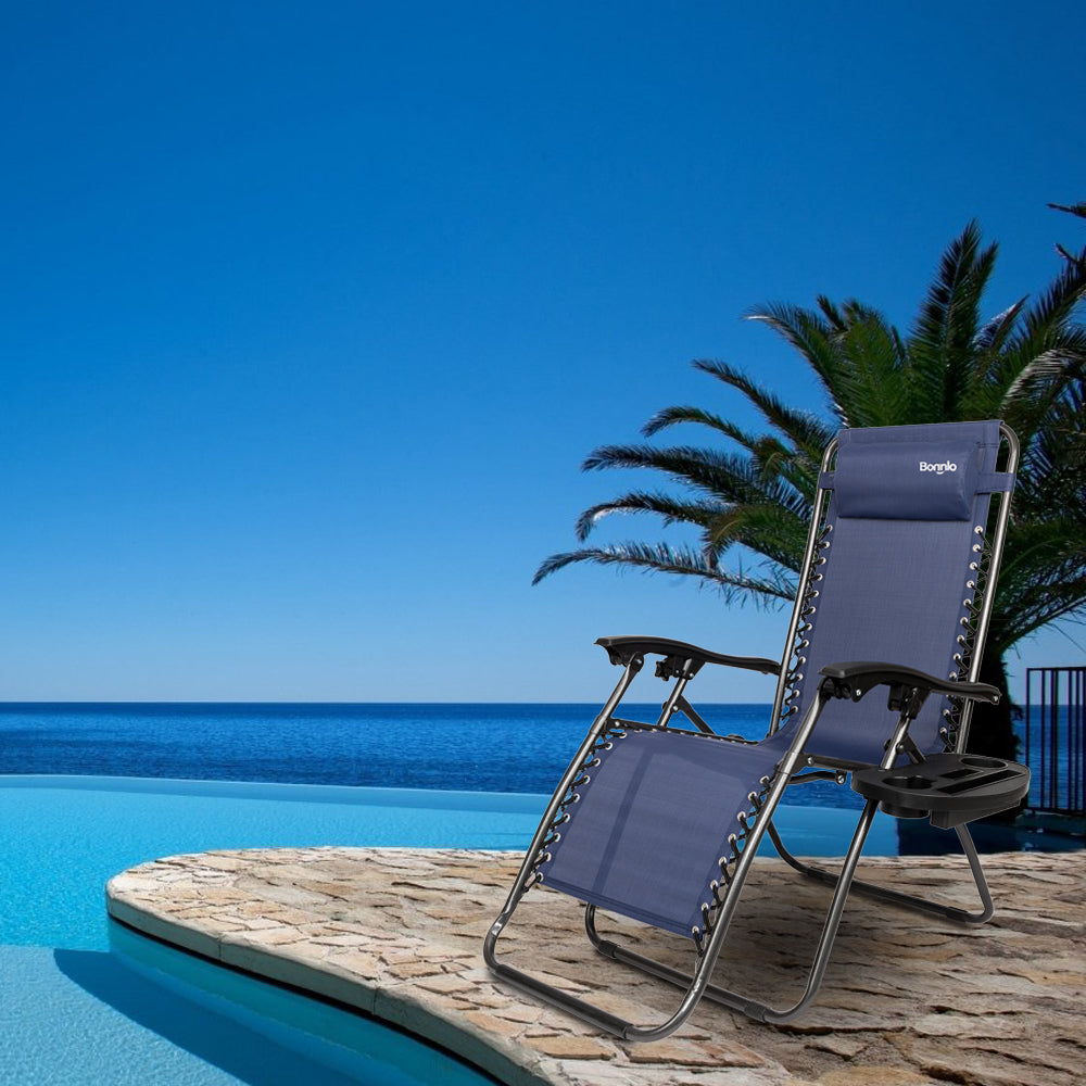 Outdoor Folding Zero Gravity Lounge Chair Blue