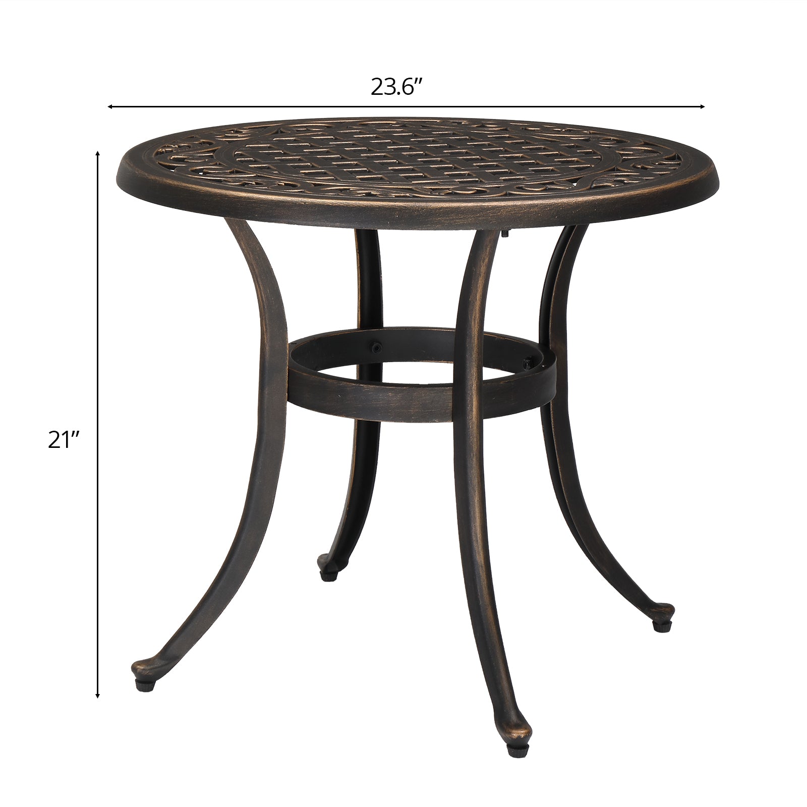 24" Round Cast Aluminum Outdoor Side Table Bronze