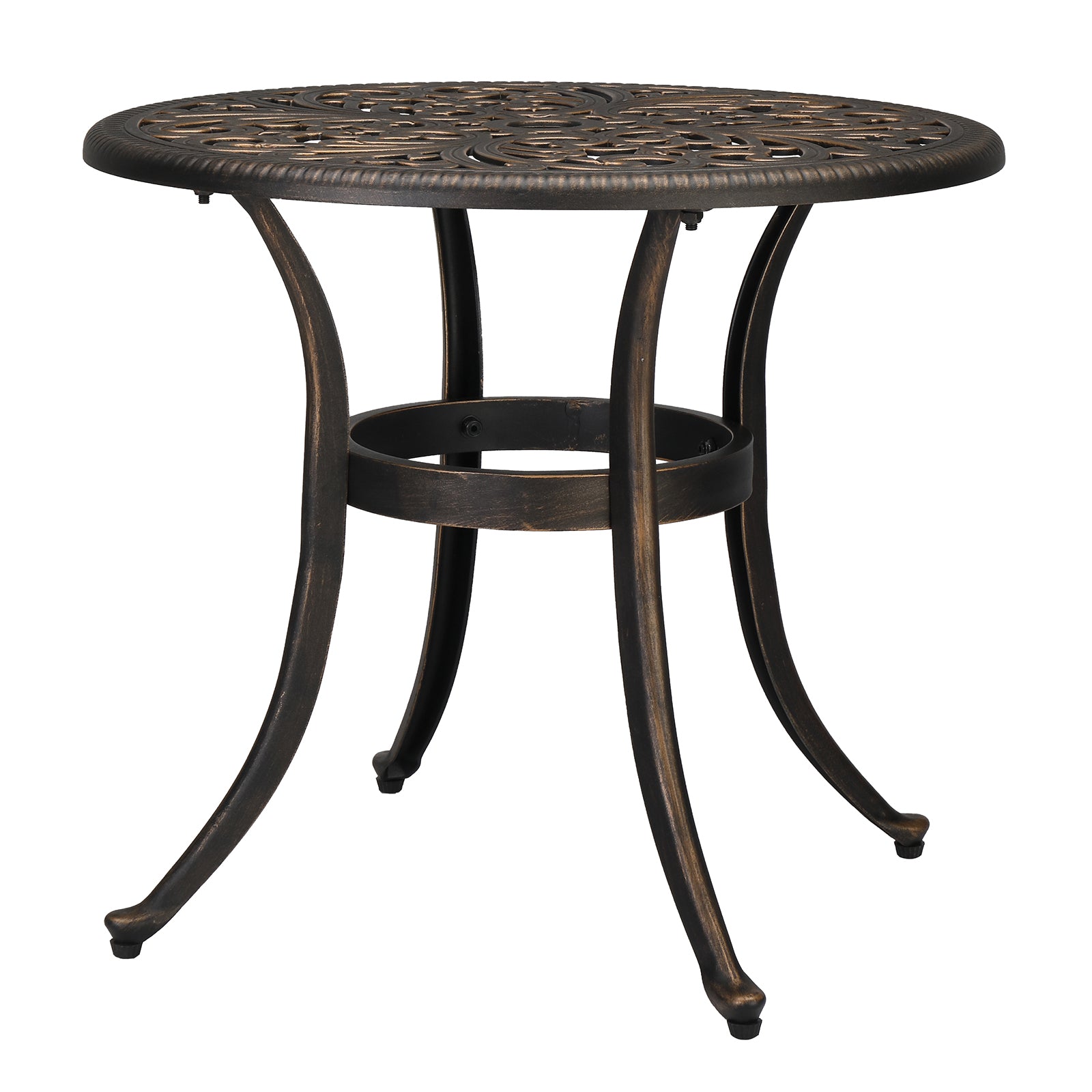 23.6" Round Outdoor Side Table with Umbrella Hole Bronze