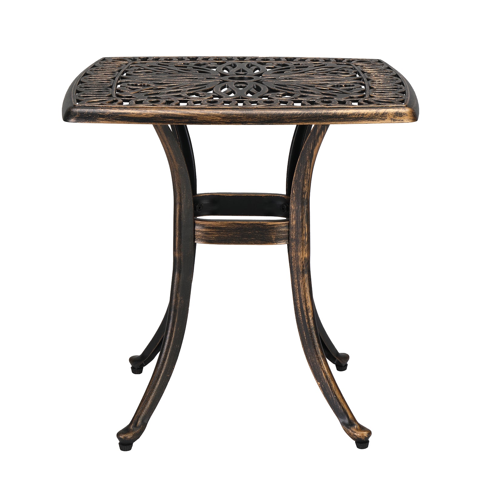 21" Sqaure Outdoor Side Table with Umbrella Hole Bronze