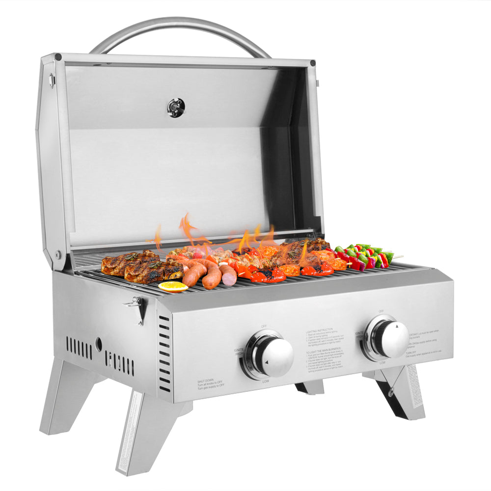ROVSUN 2-Burner 20,000 BTU Portable Propane Grill Tabletop