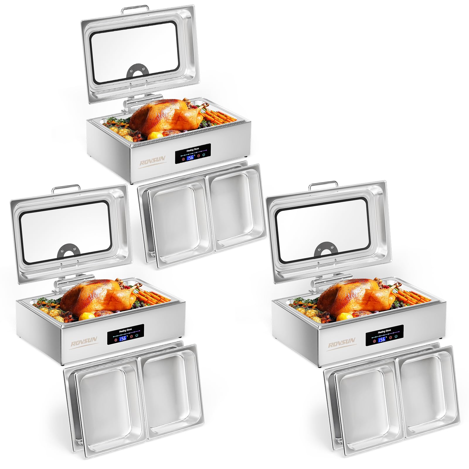 ROVSUN 9 QT Electric Chafing Dish Buffet Set with Temp Control