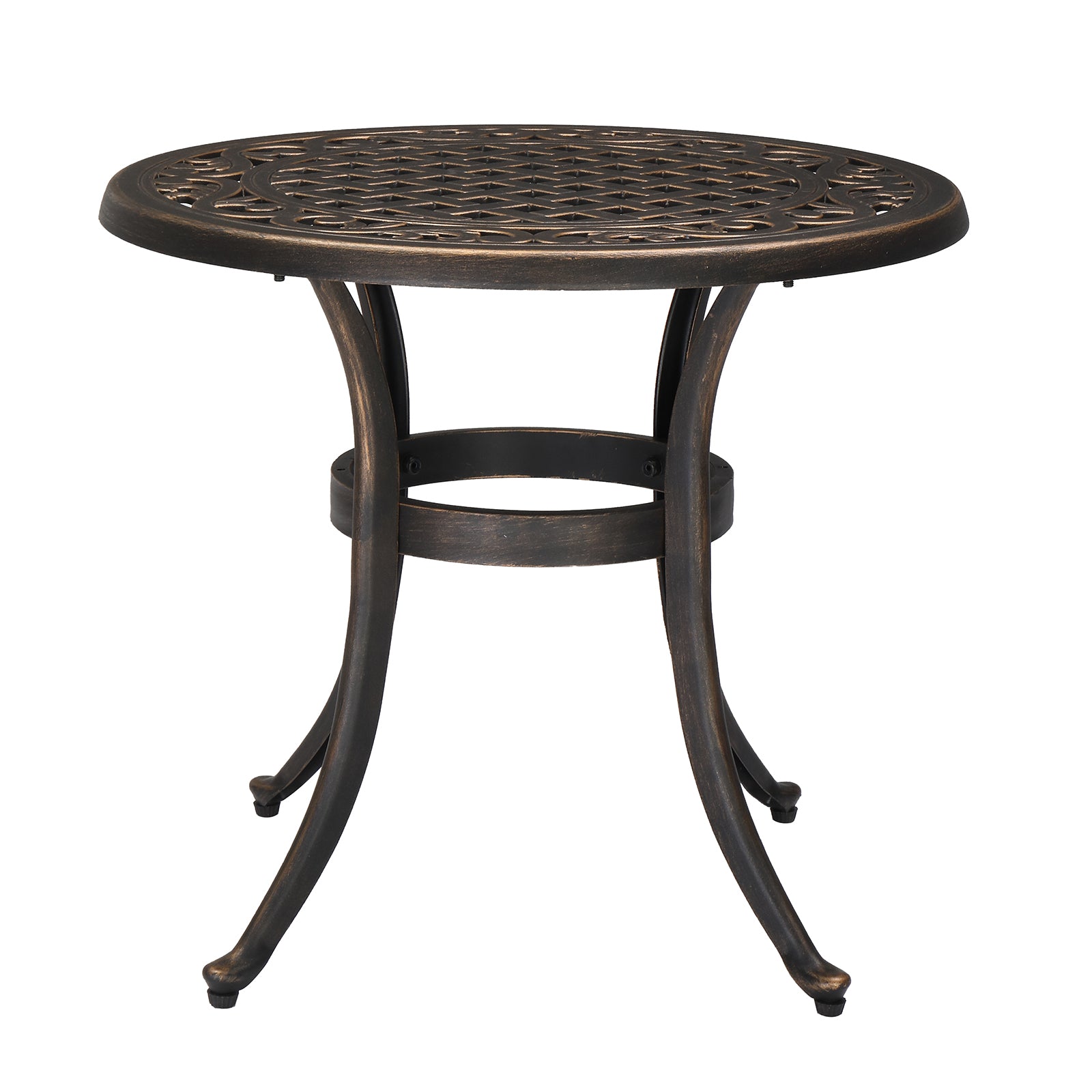 24" Round Cast Aluminum Outdoor Side Table Bronze