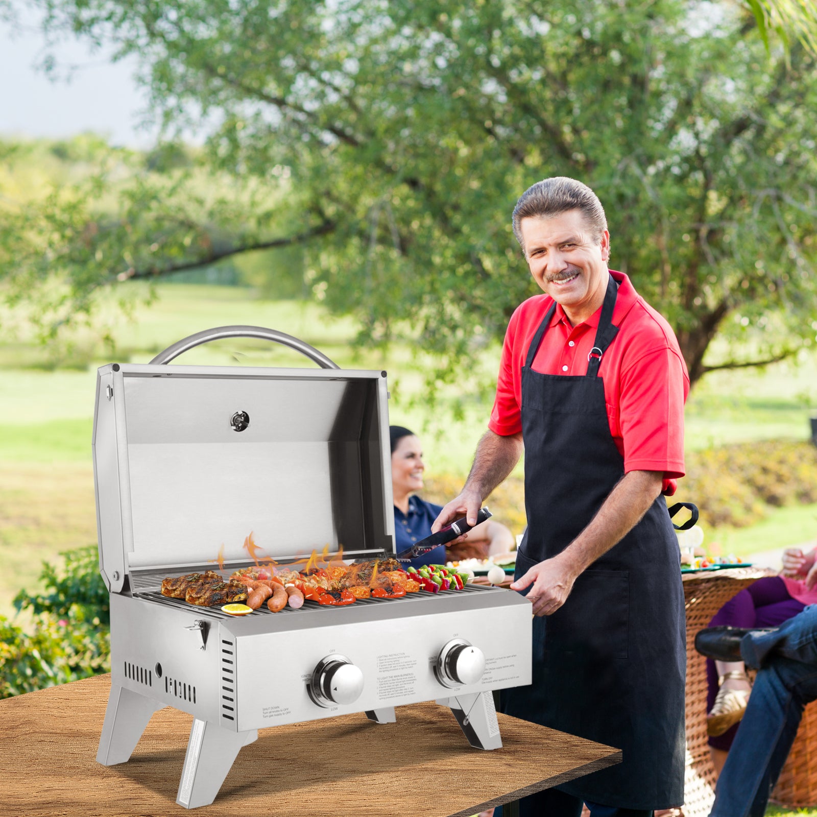 ROVSUN 2-Burner 20,000 BTU Portable Propane Grill Tabletop