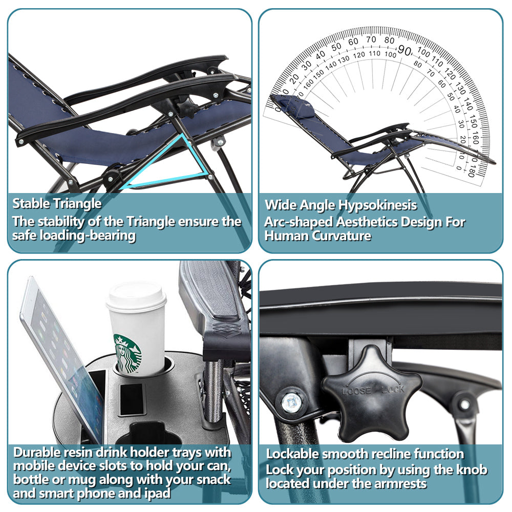 Outdoor Folding Zero Gravity Lounge Chair Blue