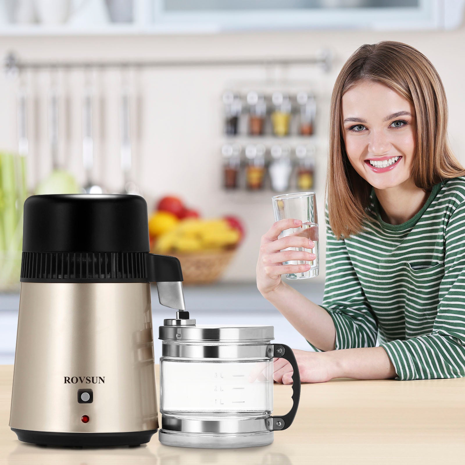 ROVSUN 1.1 Gal 750W 110V Water Distiller Countertop Gold