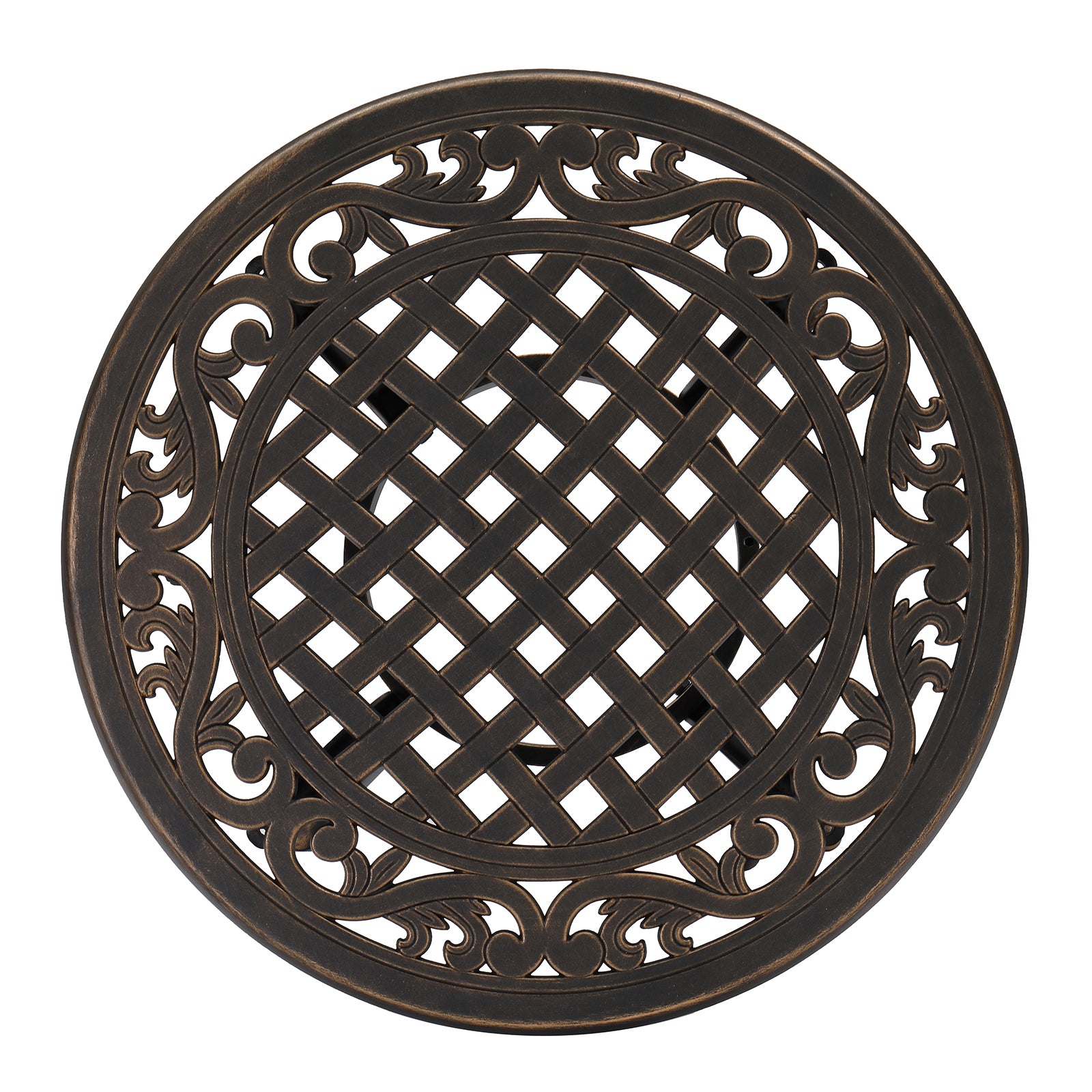 24" Round Cast Aluminum Outdoor Side Table Bronze