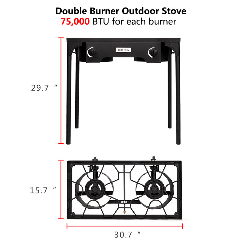 ROVSUN 2 Burner 150000 BTU Outdoor Gas Propane Stove for Camping Cooking