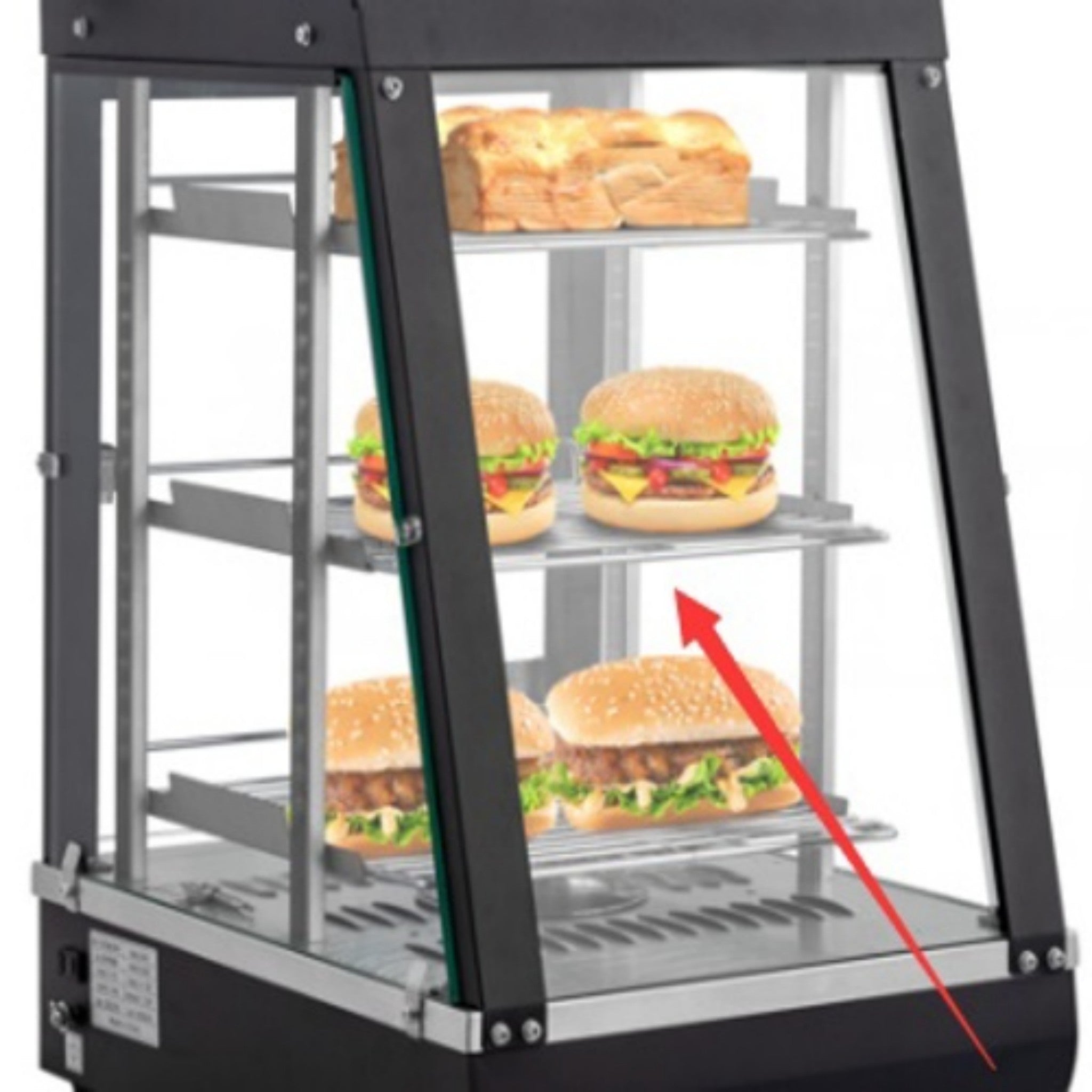 ROVSUN Sloped Glass for 15" Heated Display Case with Hinged Doors