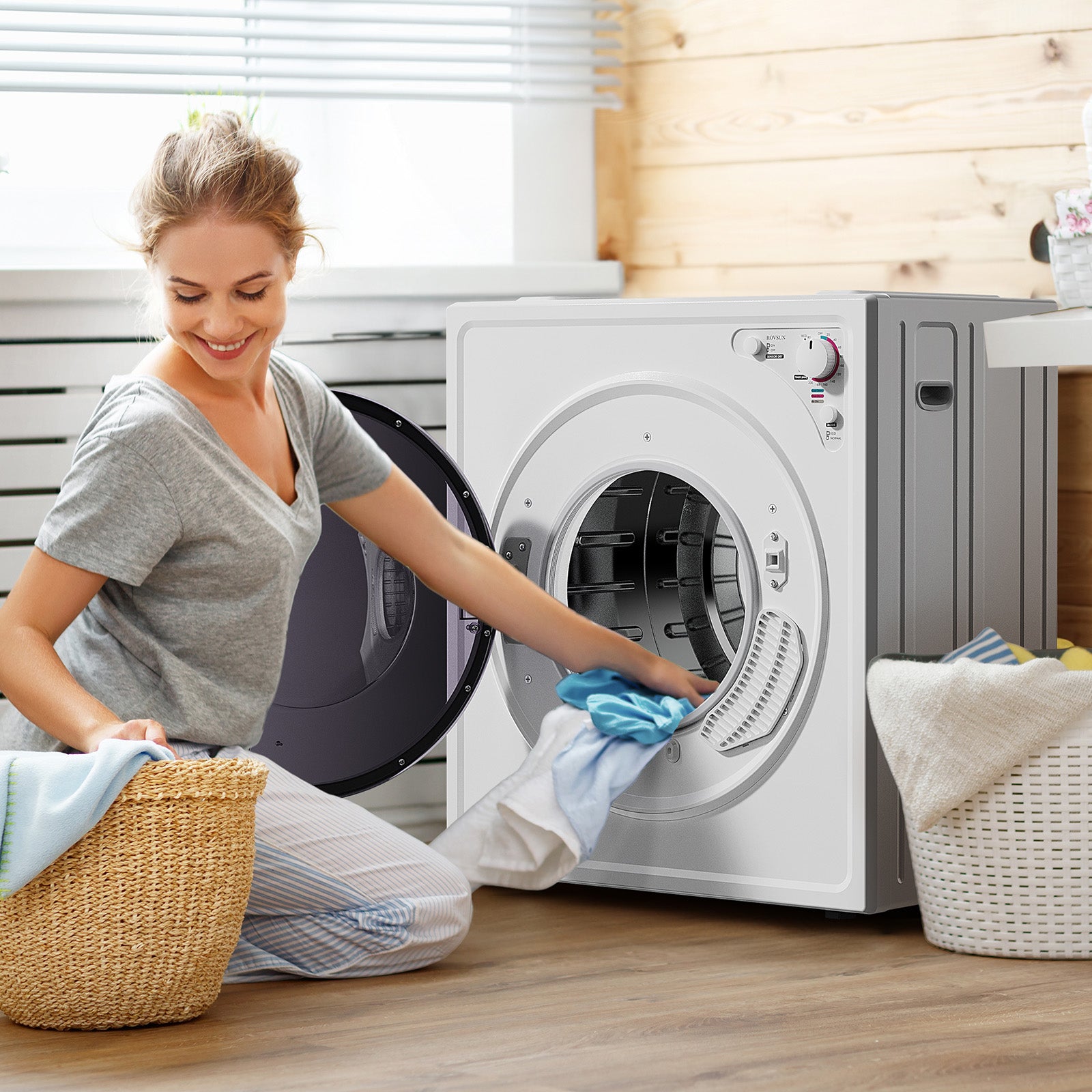 ROVSUN 2.6 Cu.Ft. 1,400W 110V Tumble Clothes Dryer with Classic Knob Control