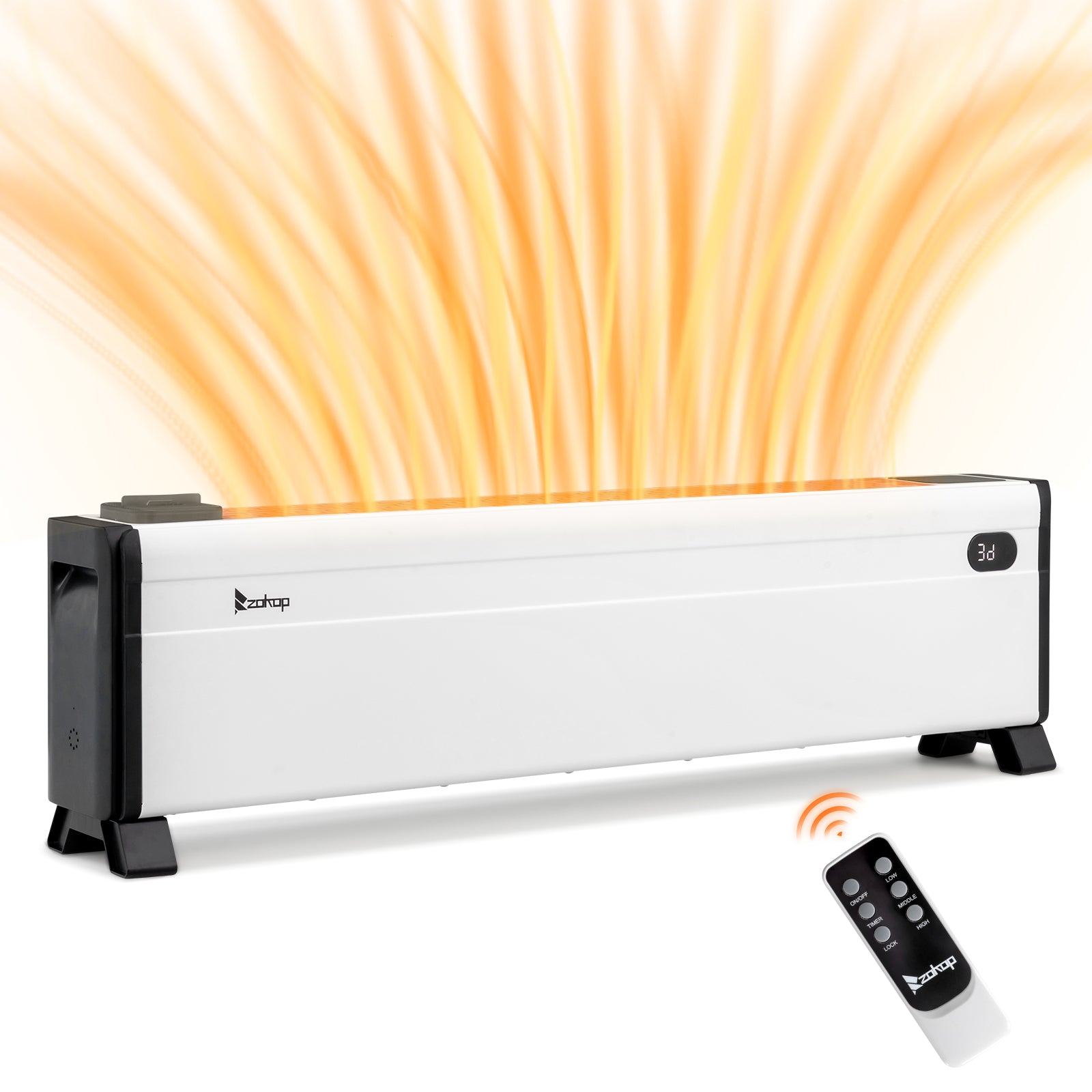 32'' 1,500W 120V Electric Baseboard Heater with Remote White