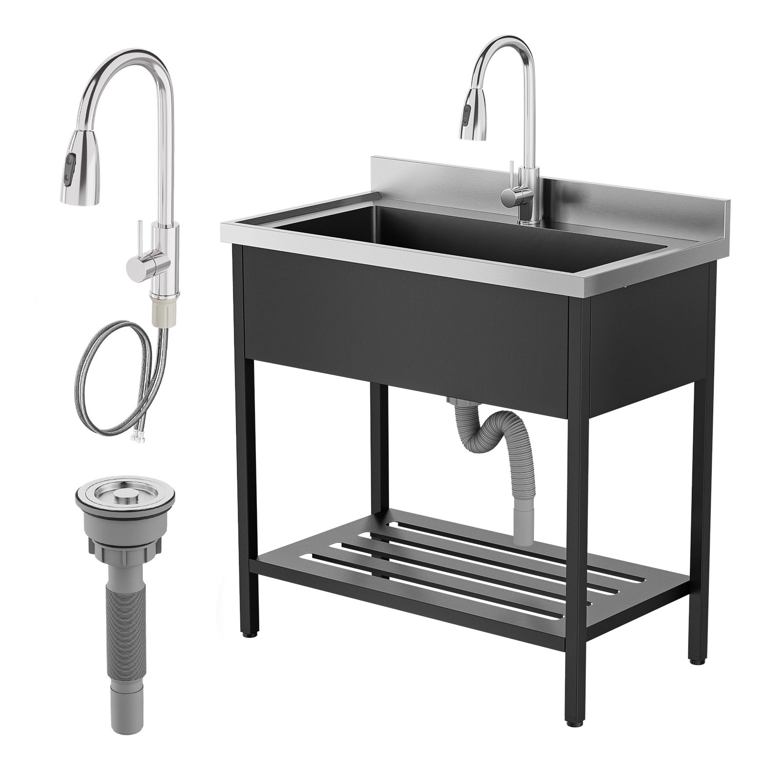ROVSUN 36" x 20" Stainless Steel Utility Sink with Faucet