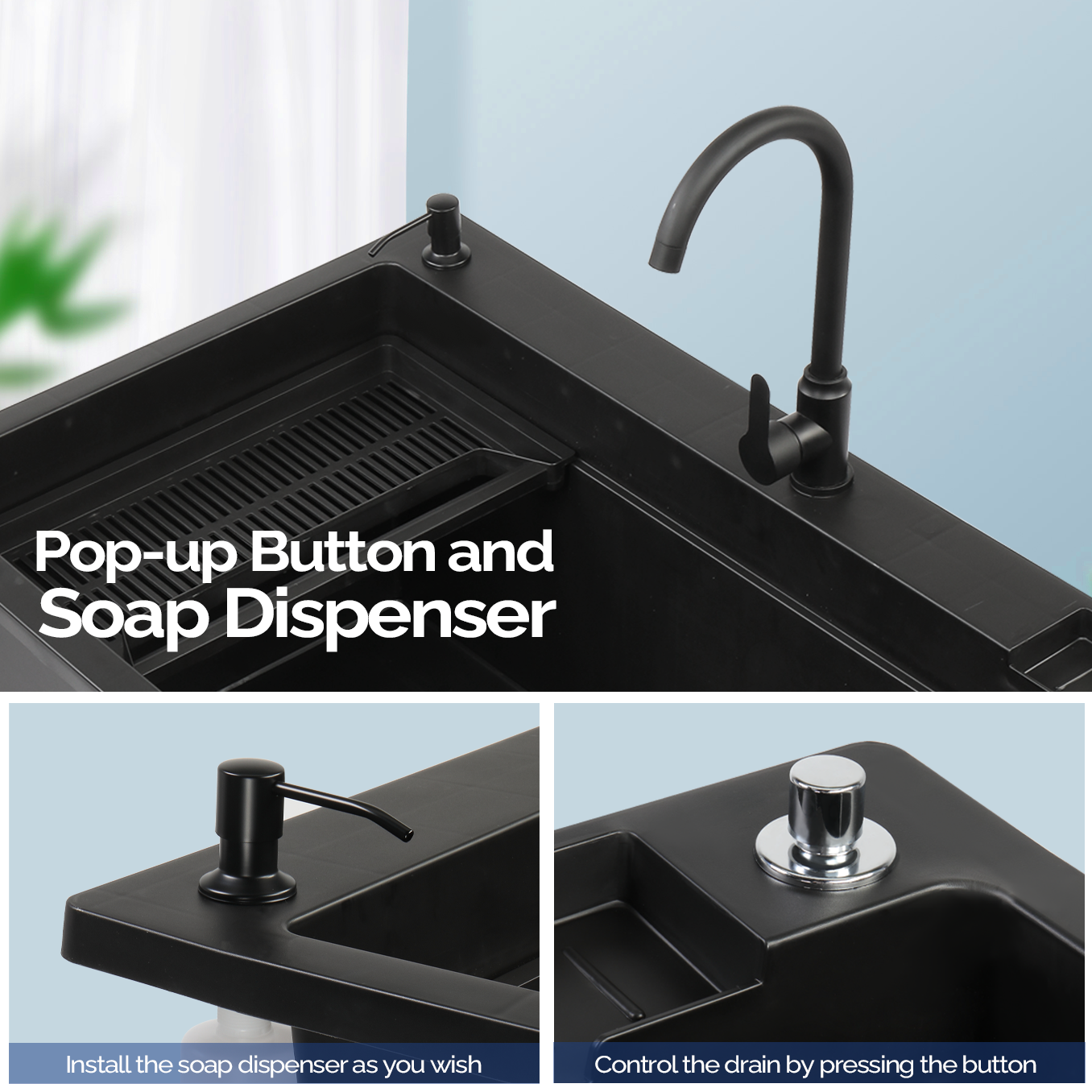 ROVSUN 40" X 24" Heavy Duty Plastic Laundry Tub with Storage Shelf Black