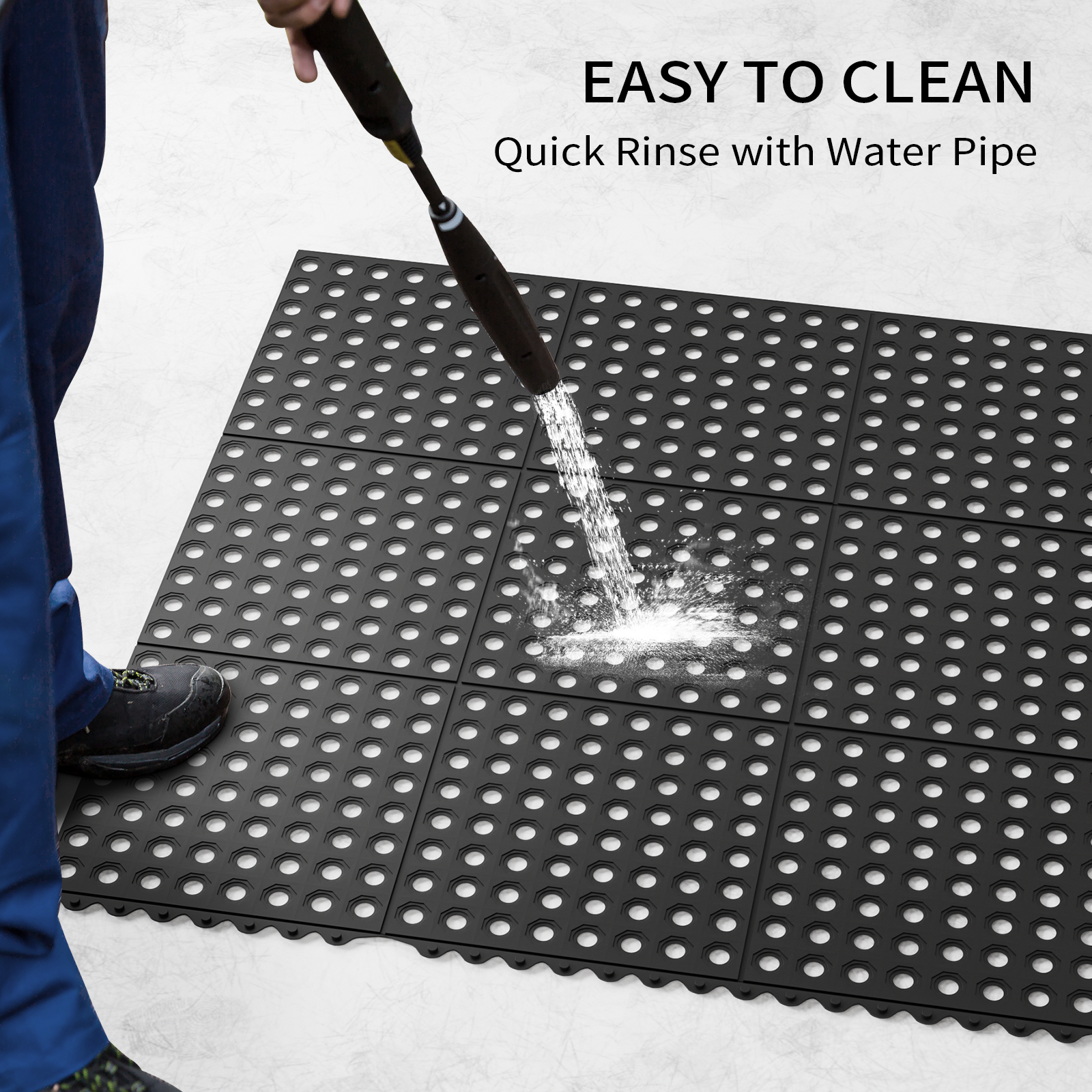 ROVSUN 36" x 36"(3 x 3 FT) Rubber Floor Mat Anti-Fatigue Non-Slip with Holes