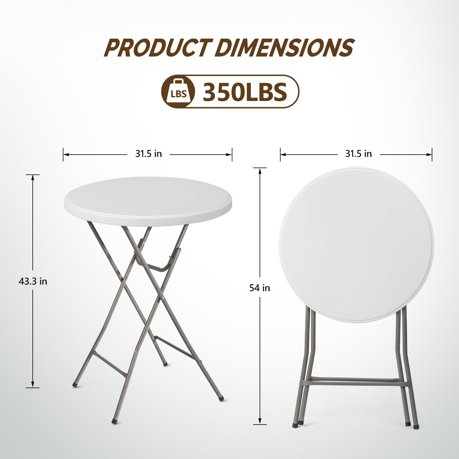 32" Round Folding Portable Plastic Table Bar Height