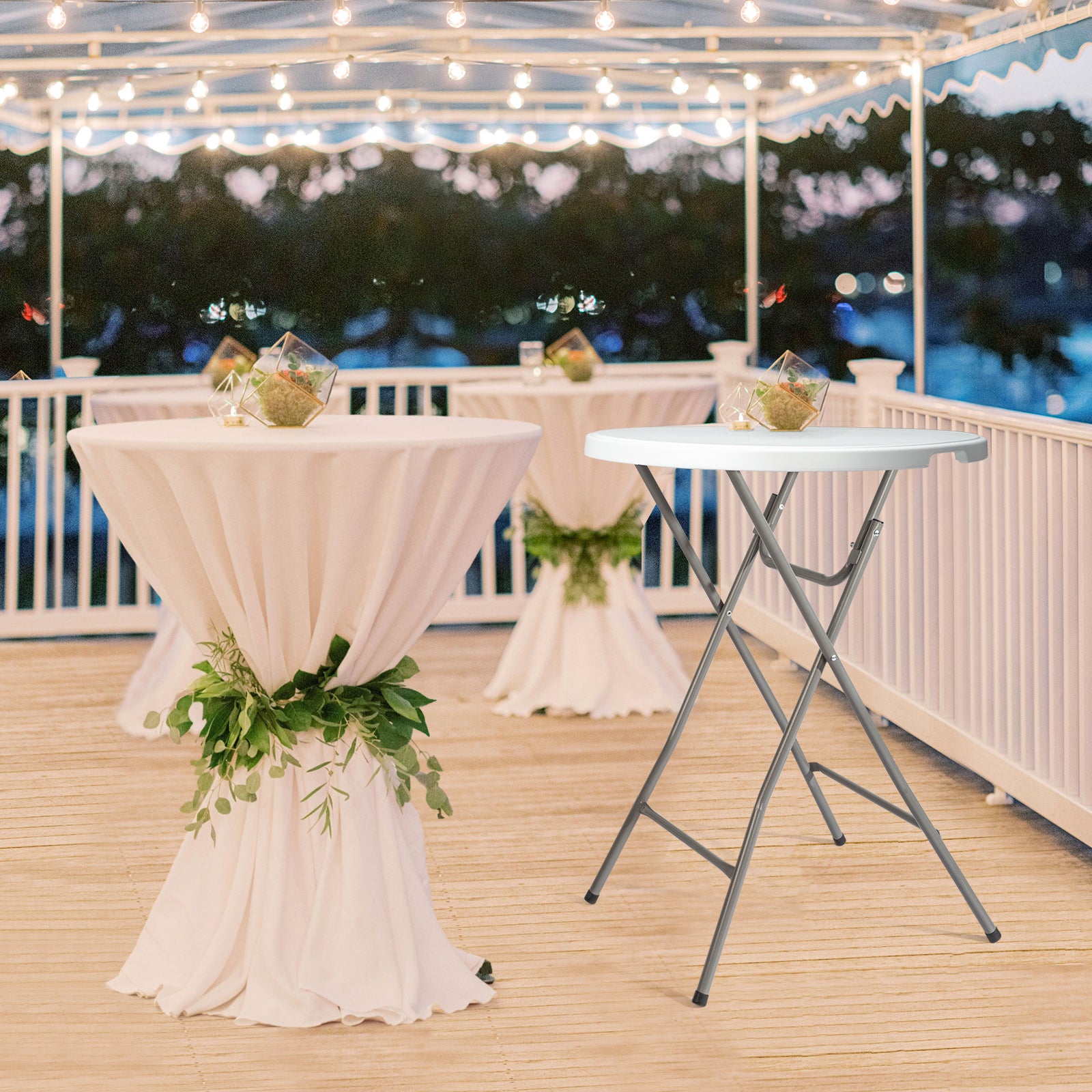 32" Round Folding Portable Plastic Table Bar Height