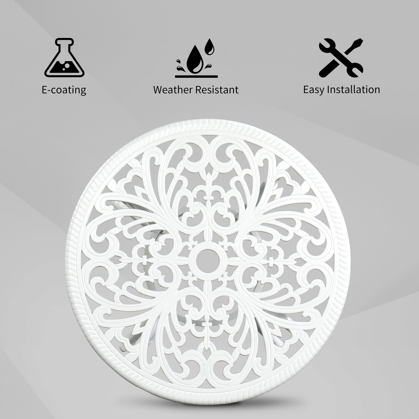 23.6" Round Outdoor Side Table with Umbrella Hole White