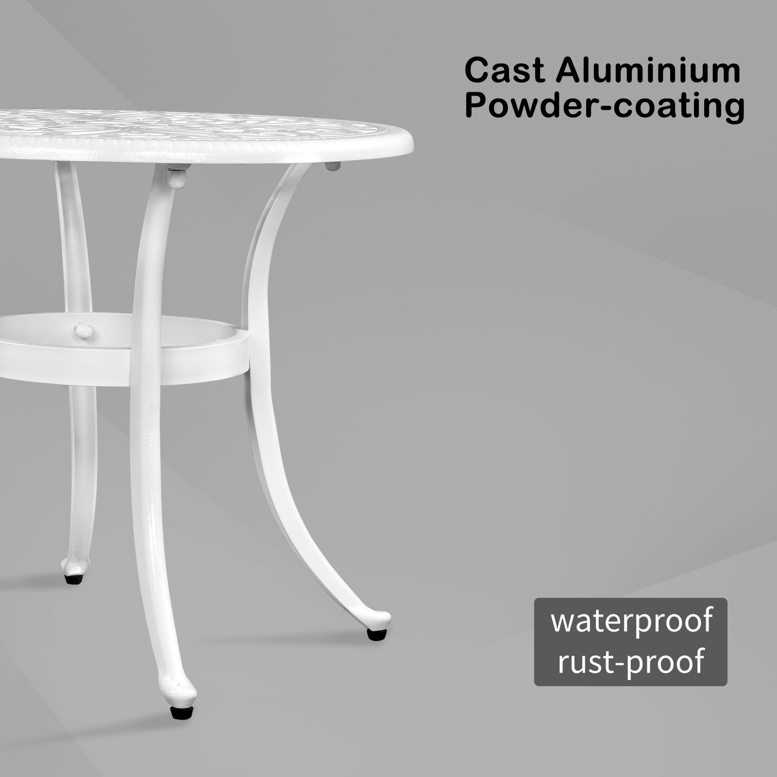23.6" Round Outdoor Side Table with Umbrella Hole White