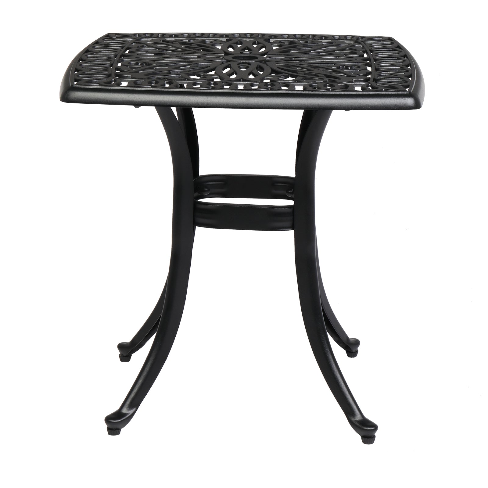 black metal patio table with umbrella hole VINGLI 21" Sqaure Outdoor Side Table with Umbrella Hole Black