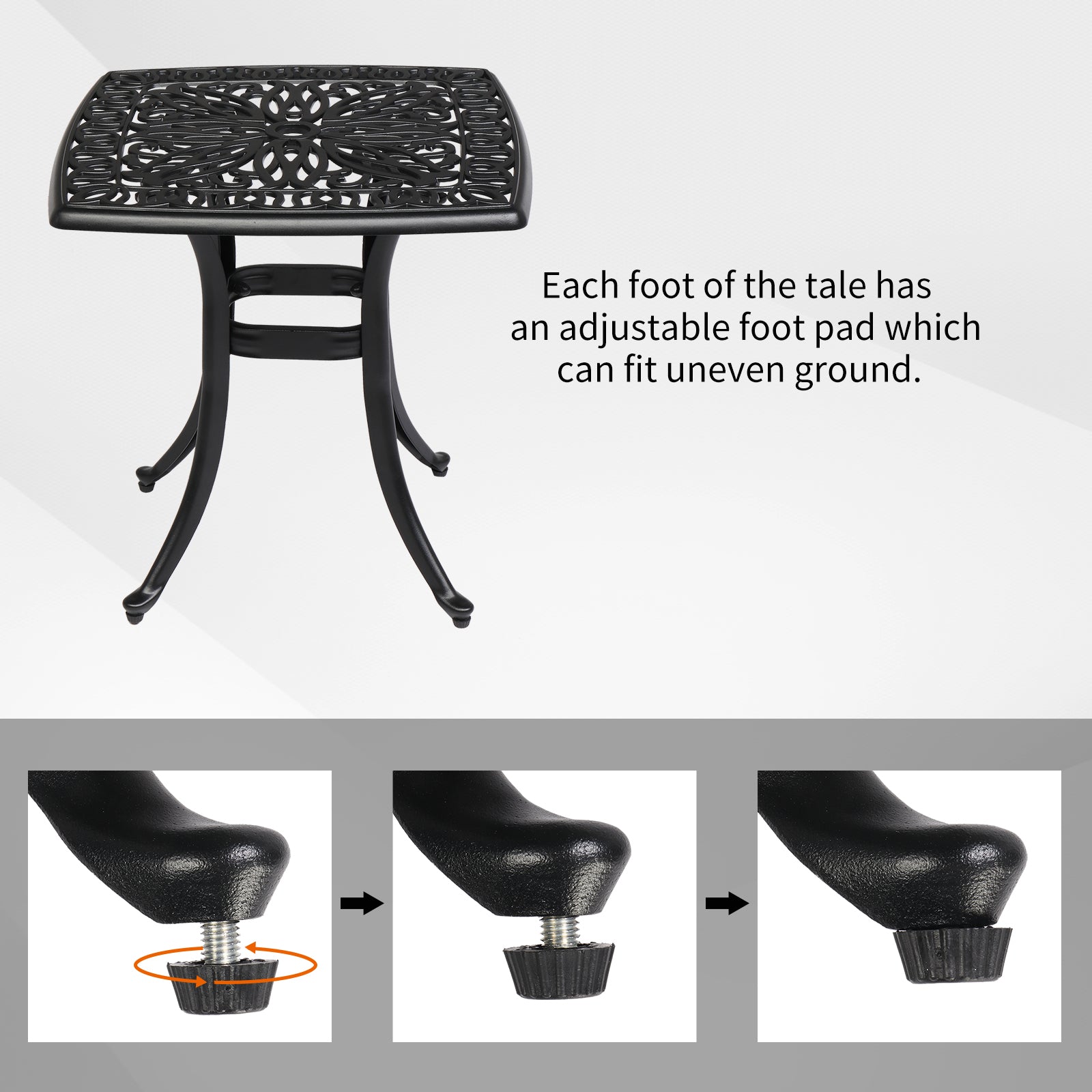 21" Sqaure Outdoor Side Table with Umbrella Hole Black