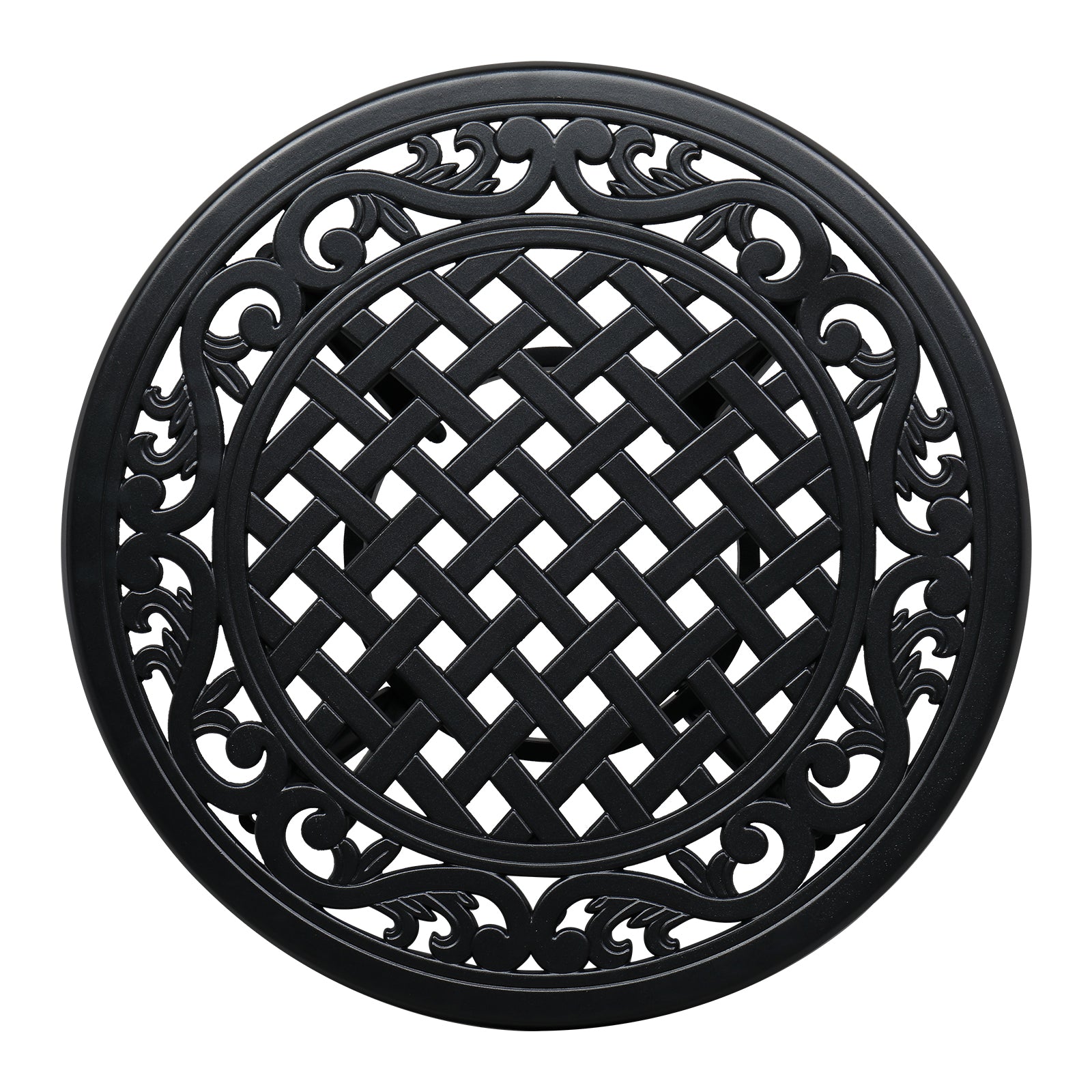 24" Round Cast Aluminum Outdoor Side Table Black