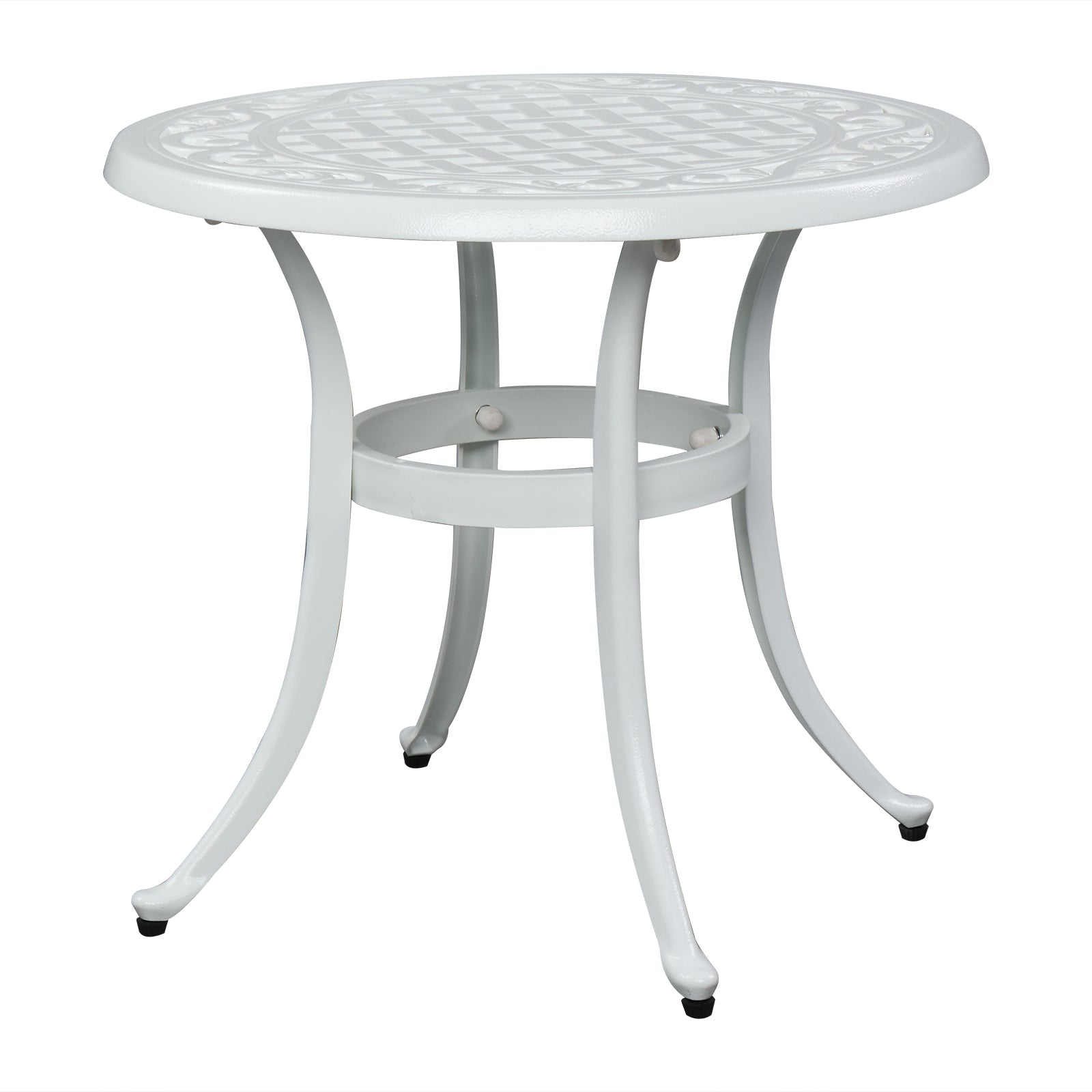24" Round Cast Aluminum Outdoor Side Table White