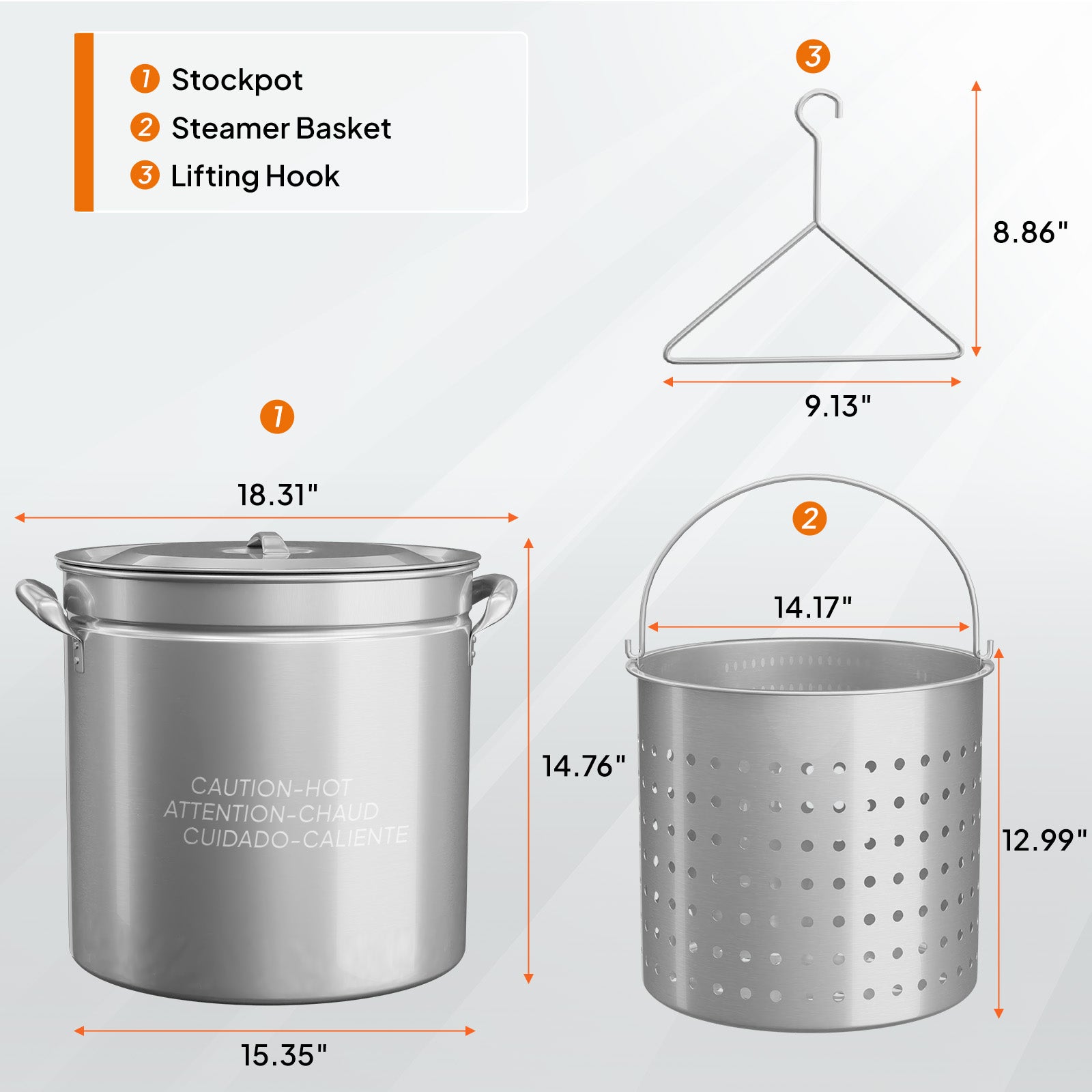 ROVSUN 50 QT Stainless Steel Stock Pot with Basket