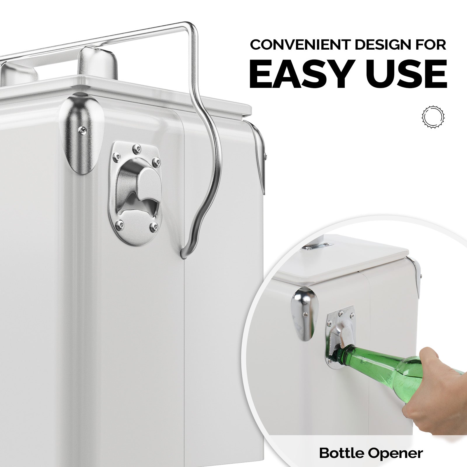 14 Quart Portable Outdoor Camping Small Cooler Ice Chest White