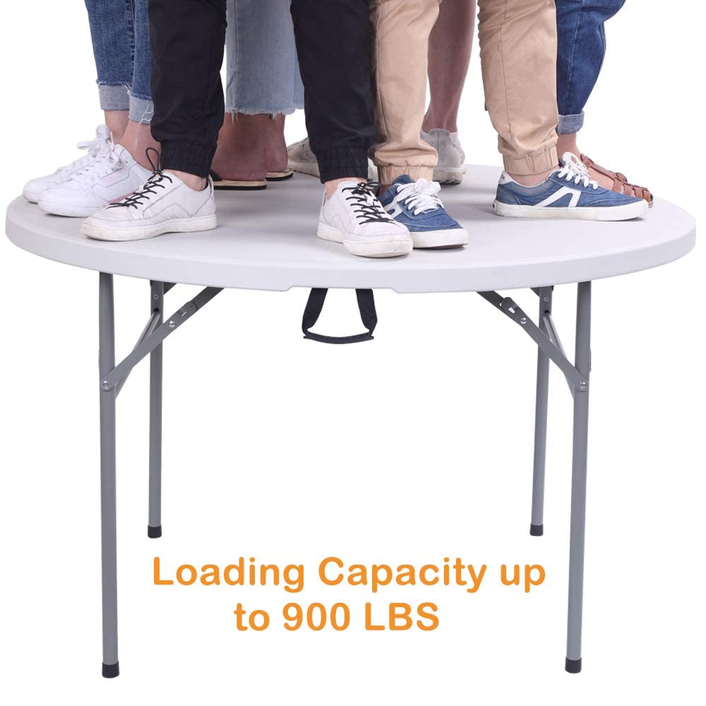 48" Round Bi-Folding Portable Plastic Dining Card Table