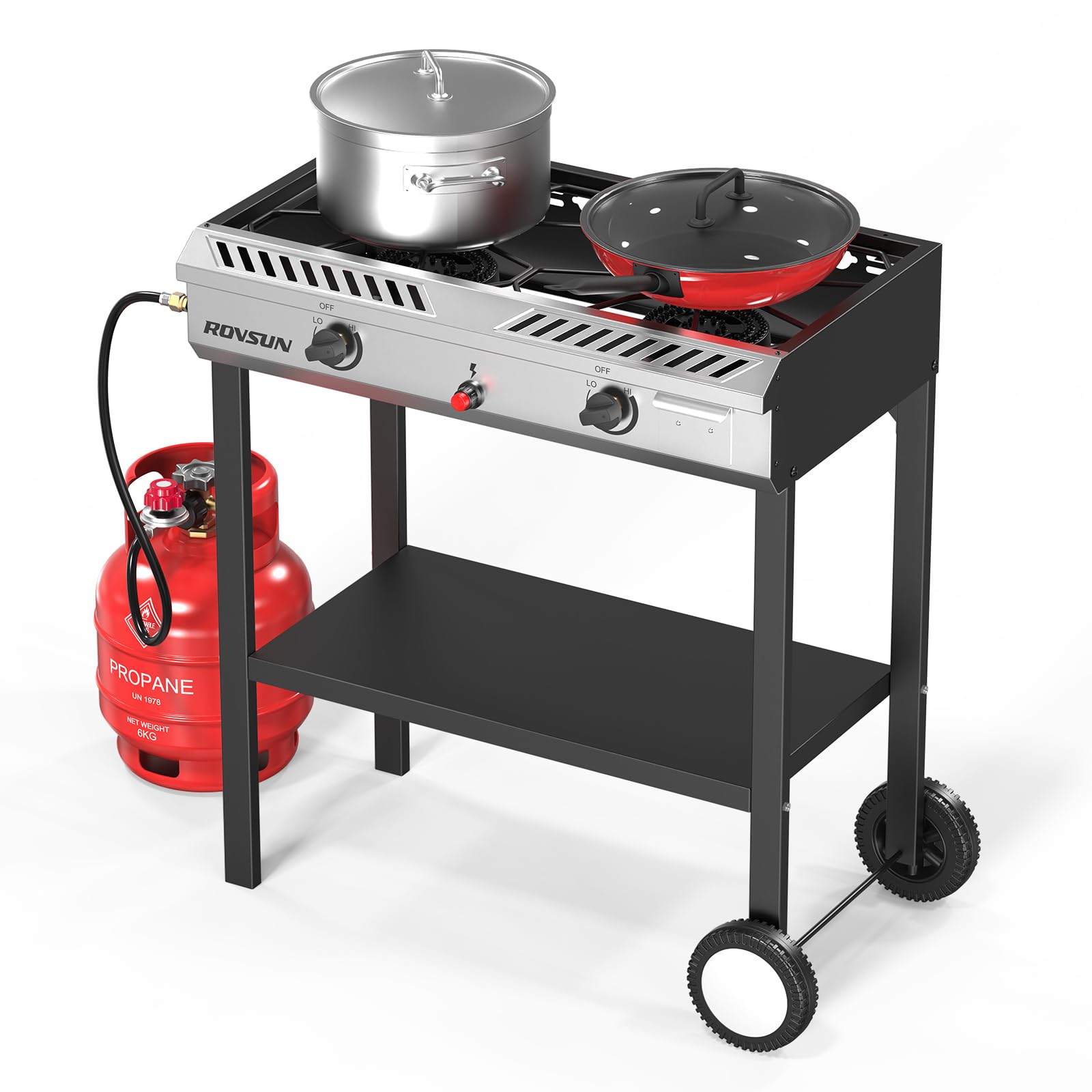 ROVSUN 2 Burner 150,000 BTU Gas Propane Stove with Wheels