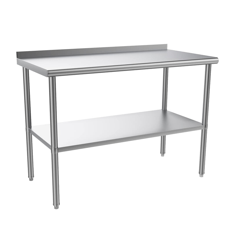 ROVSUN 48 x 24 Inch Stainless Steel Table with Undershelf & Backsplash