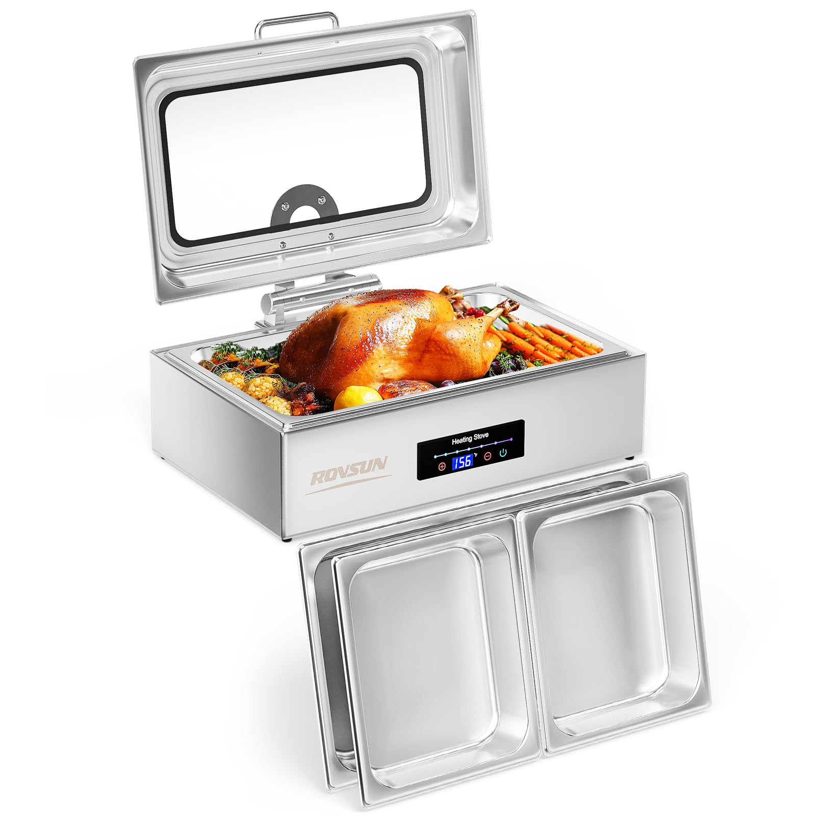 ROVSUN 9 QT Electric Chafing Dish with Temperature Control & Visible Window