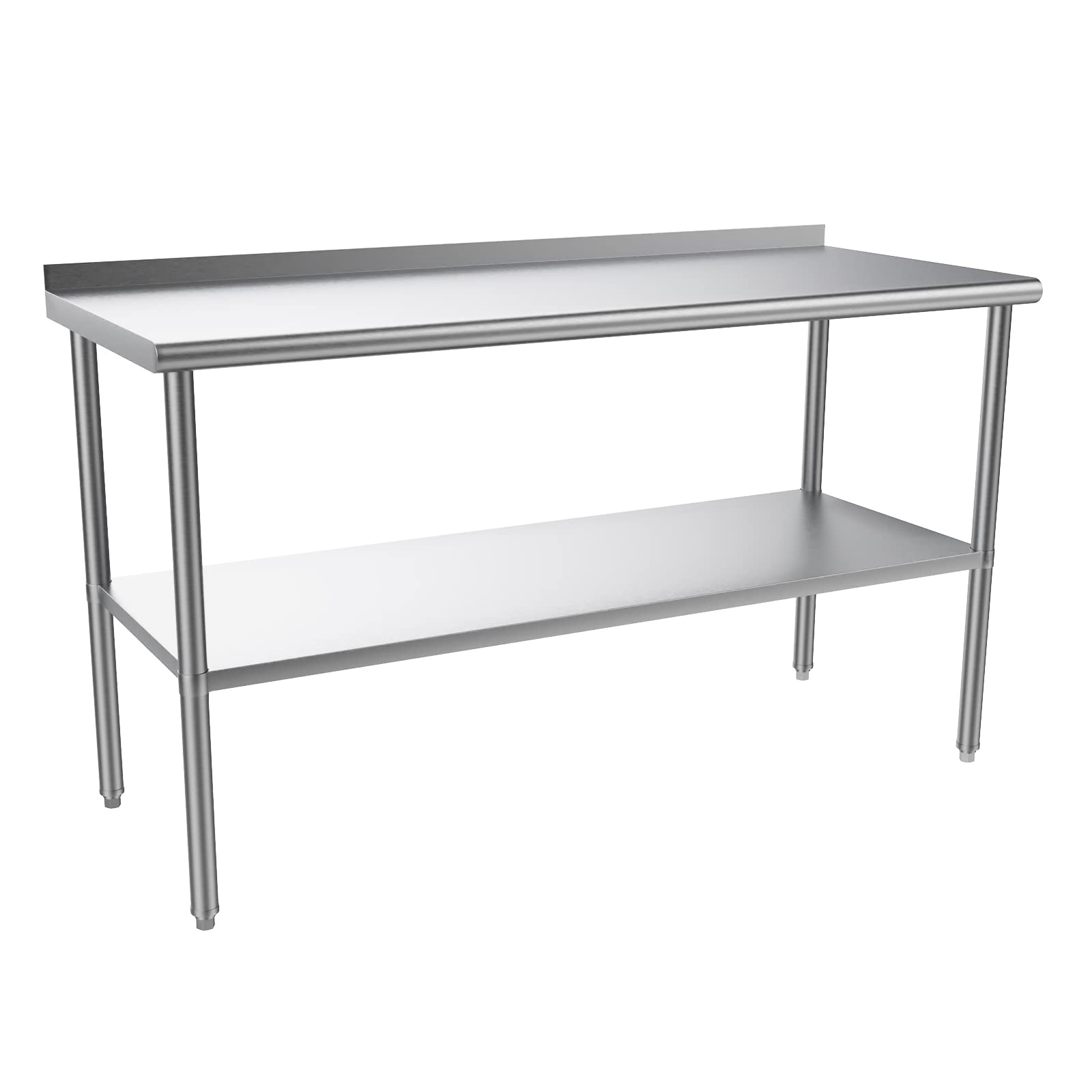 ROVSUN 60" x 24" Stainless Steel Table with Backsplash