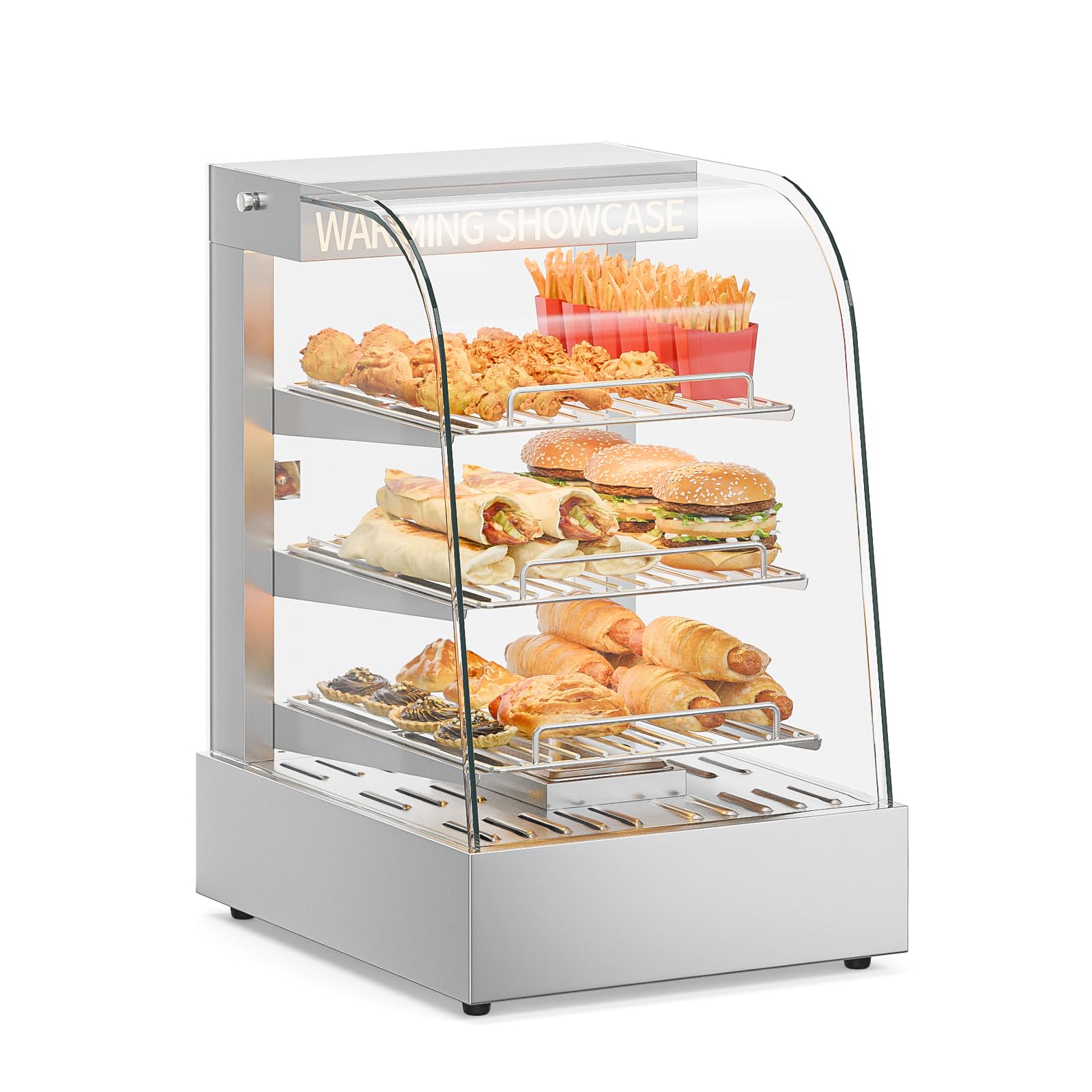 ROVSUN 3-Tier 15" 800W 110V Pizza Warmer Display Case Countertop