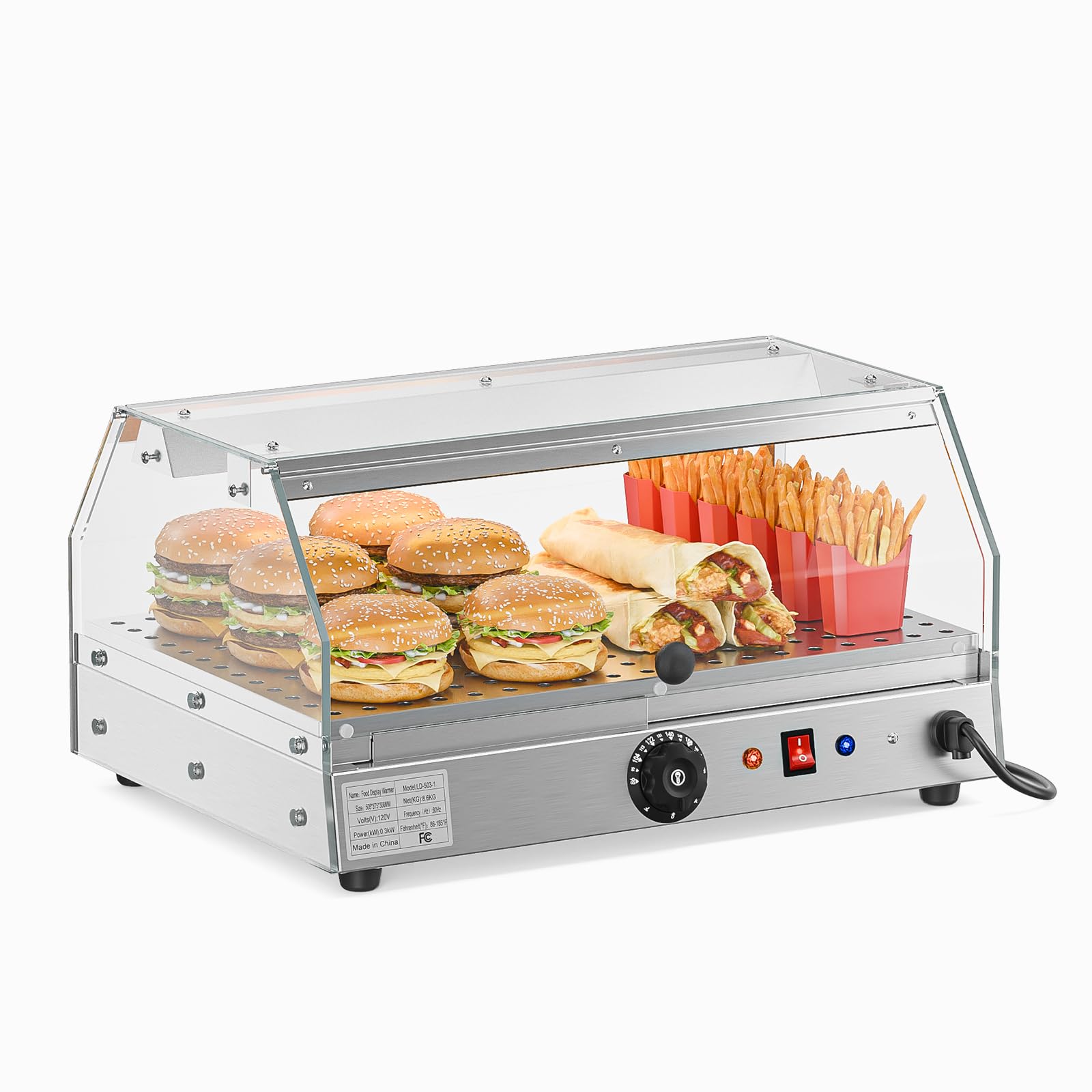 ROVSUN 1-Tier 14 Inch Pizza Warmer Countertop with LED Lighting
