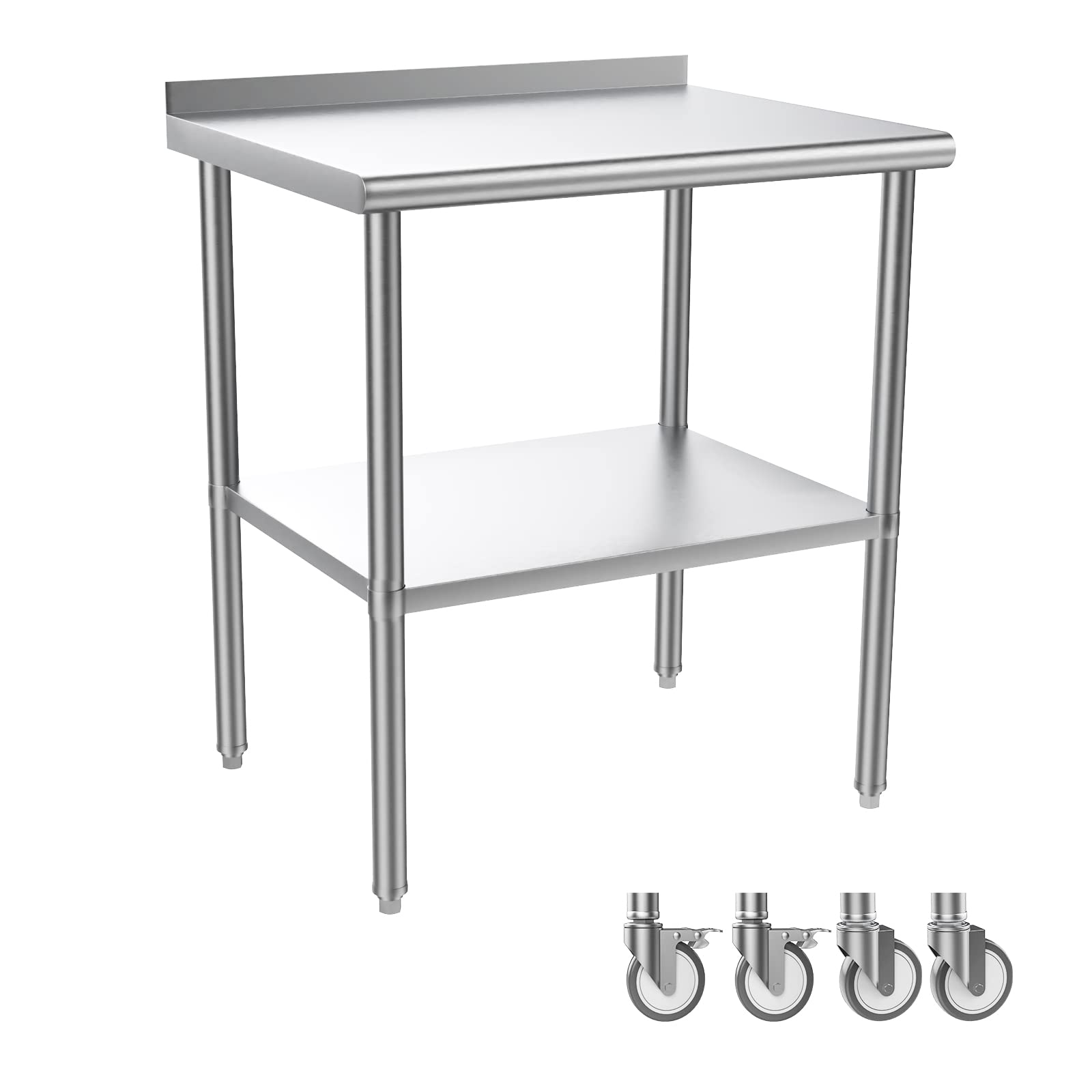 ROVSUN 30" x 24" Stainless Steel Table with Wheels