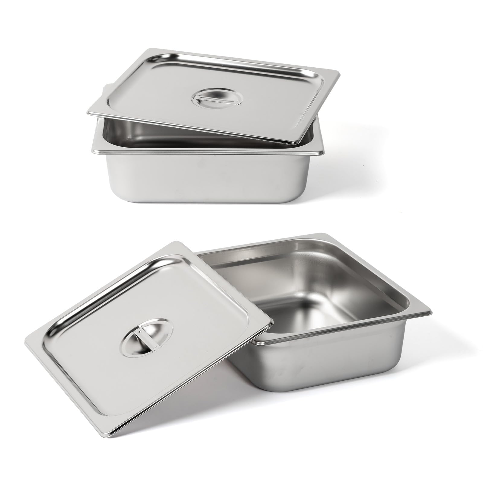 ROVSUN 2-Pack 1/2 Half Size Steam Table Pan with Lid