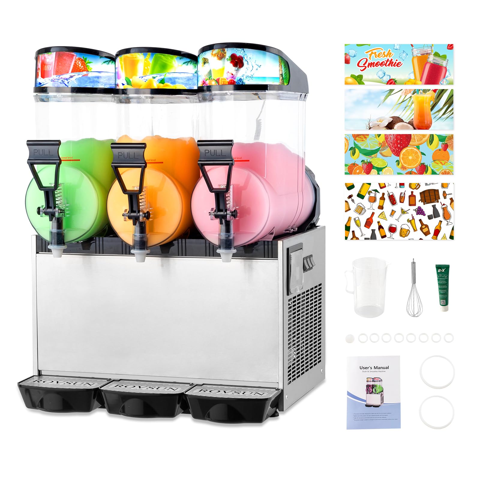 ROVSUN 12 Gallon 3 Tank 900W 110V Commercial Slushy Machine
