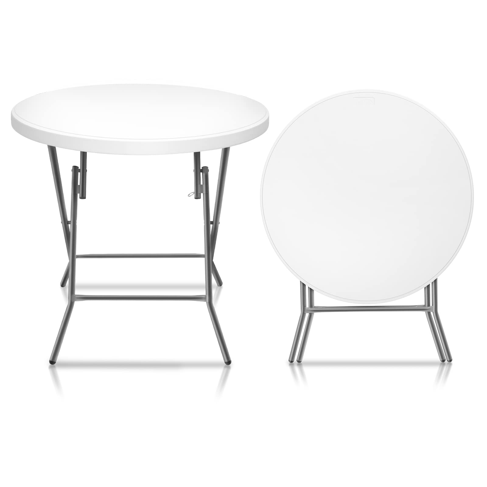 32" Round Folding Portable Plastic Dining Table White