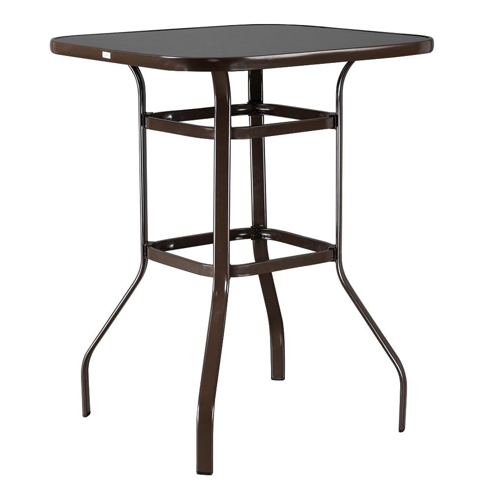 40" Outdoor Patio Bar Height Table Brown