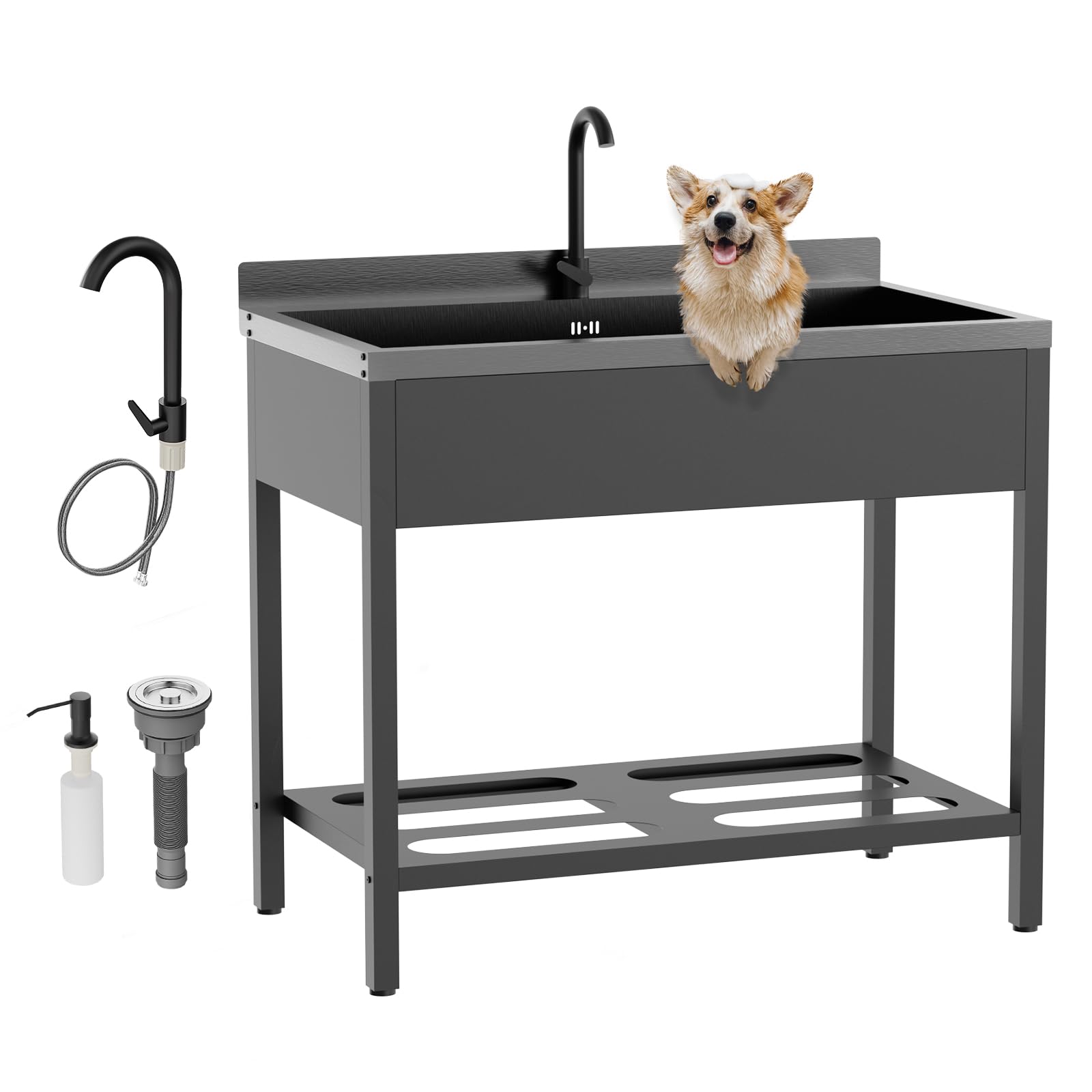 ROVSUN 42" x 23" Stainless Steel Utility Sink with Faucet