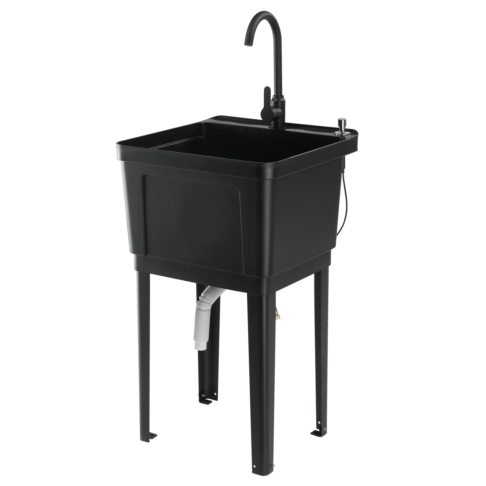 ROVSUN 20" X 19" Plastic Utility Sink Freestanding with Faucet Black