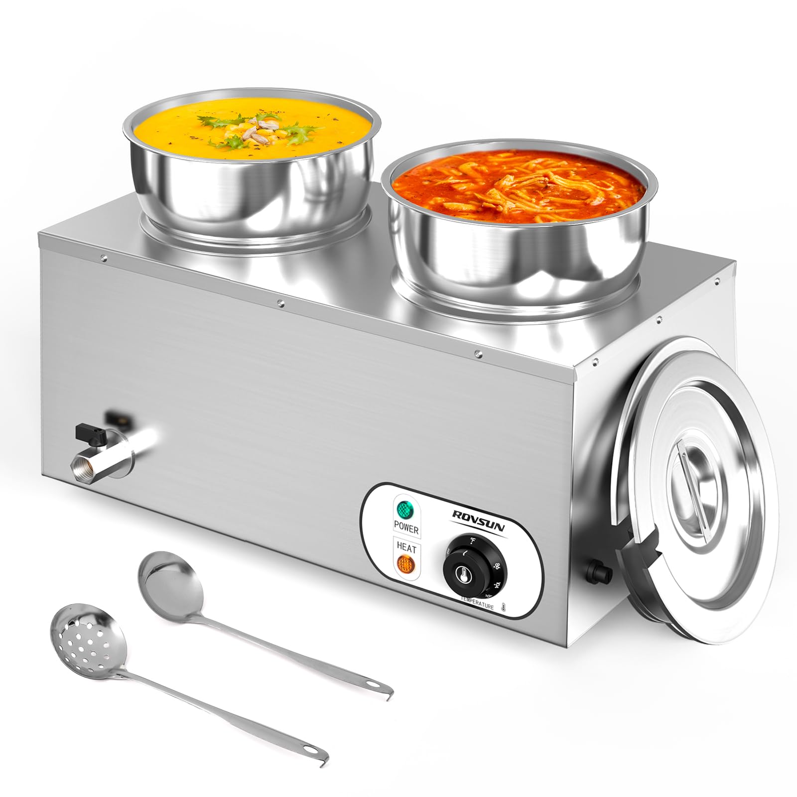 ROVSUN 15 QT 1,200W 110V Electric Soup Warmer Steam Table Countertop