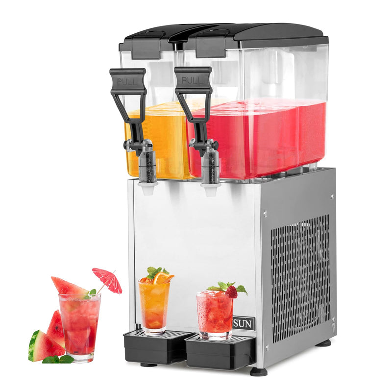 ROVSUN 5.2 Gallon 200W 110V 2 Tanks Commercial Beverage Dispenser for Juice & Cold Drink