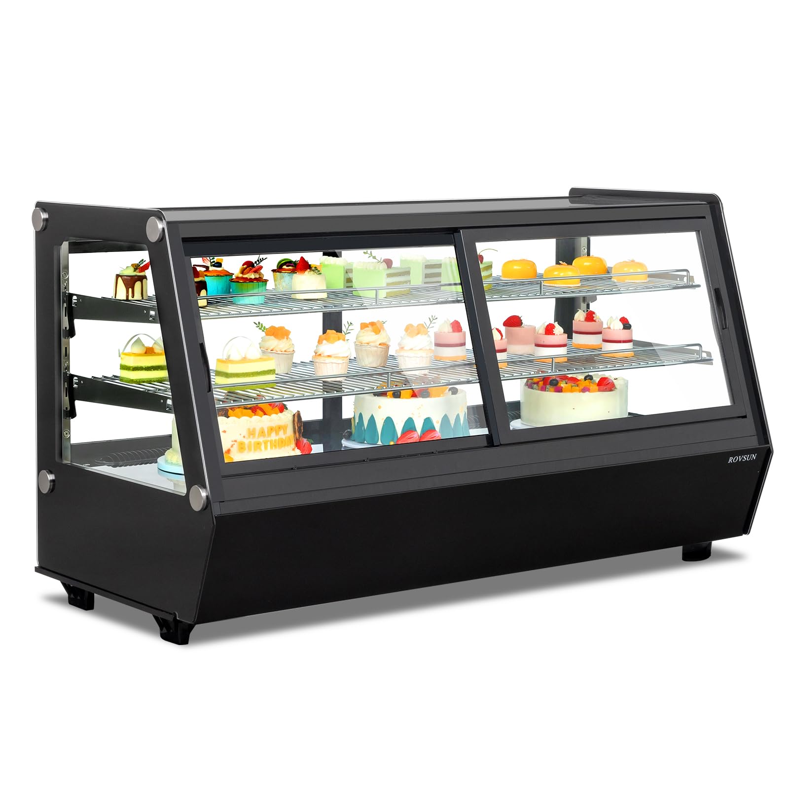 ROVSUN 48" 7.1 Cu.Ft. 400W 110V Black Refrigerated Bakery Display Case
