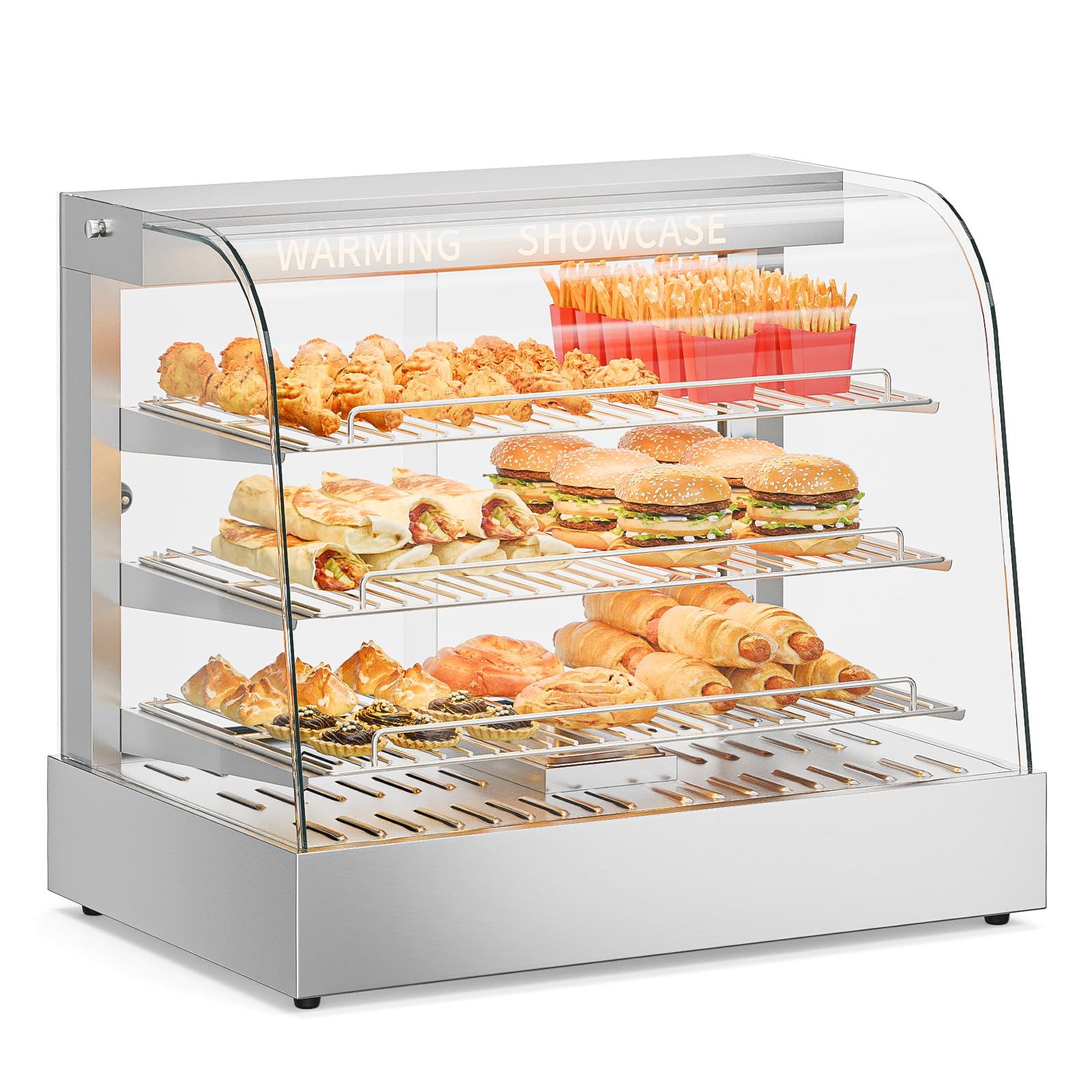 ROVSUN 3-Tier 26" 800W 110V Food Warmer Cabinet for Pizza, Pretzel