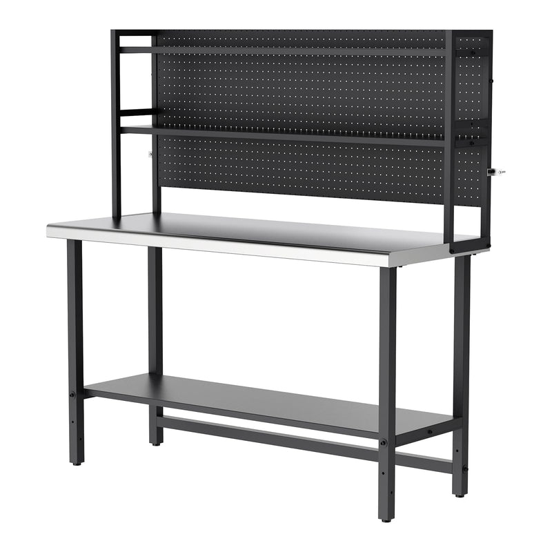 ROVSUN 60 x 24 Inch Stainless Steel Table with 2 Tier Shelves Freestanding