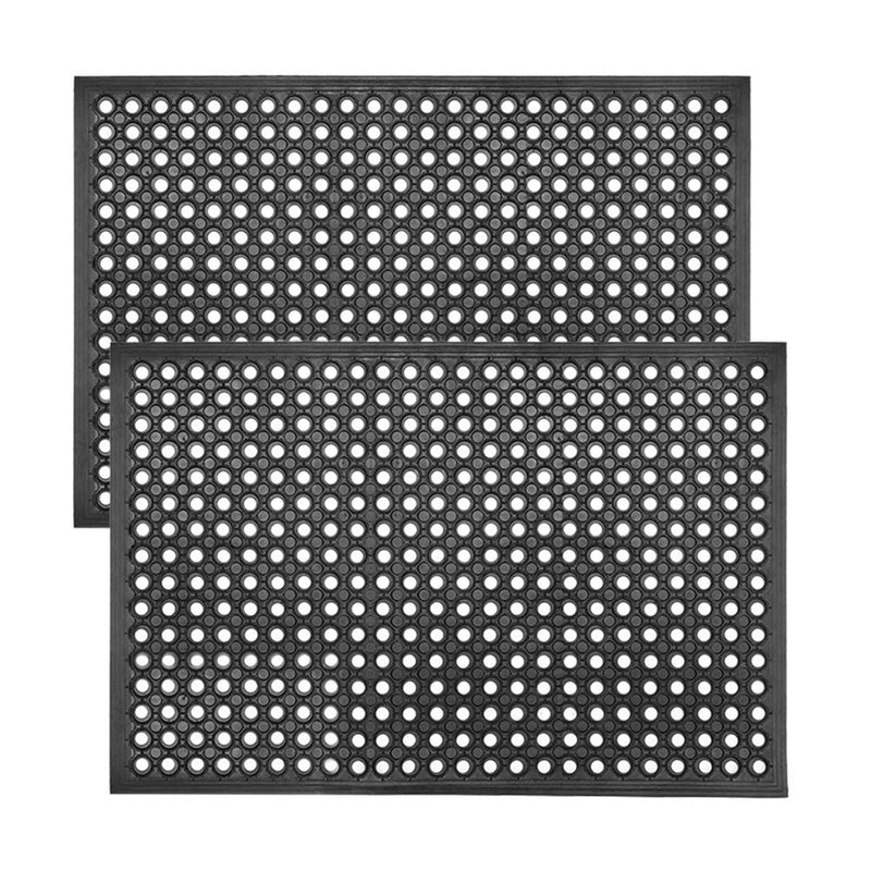 ROVSUN 36'' x 60''(3 x 5 FT) Rubber Floor Mat Anti-Fatigue Non-Slip with Holes Black/Red