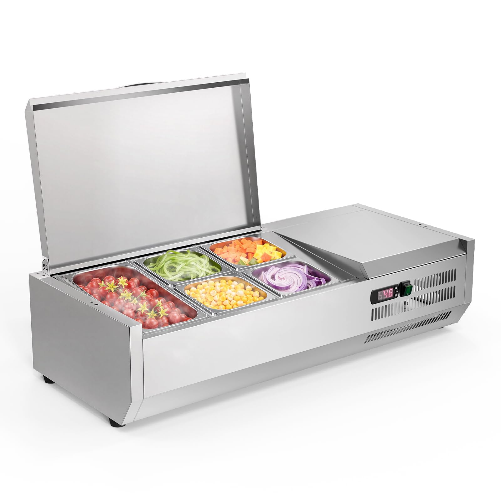 ROVSUN 40" Stainless Steel Refrigerated Prep Rail Countertop