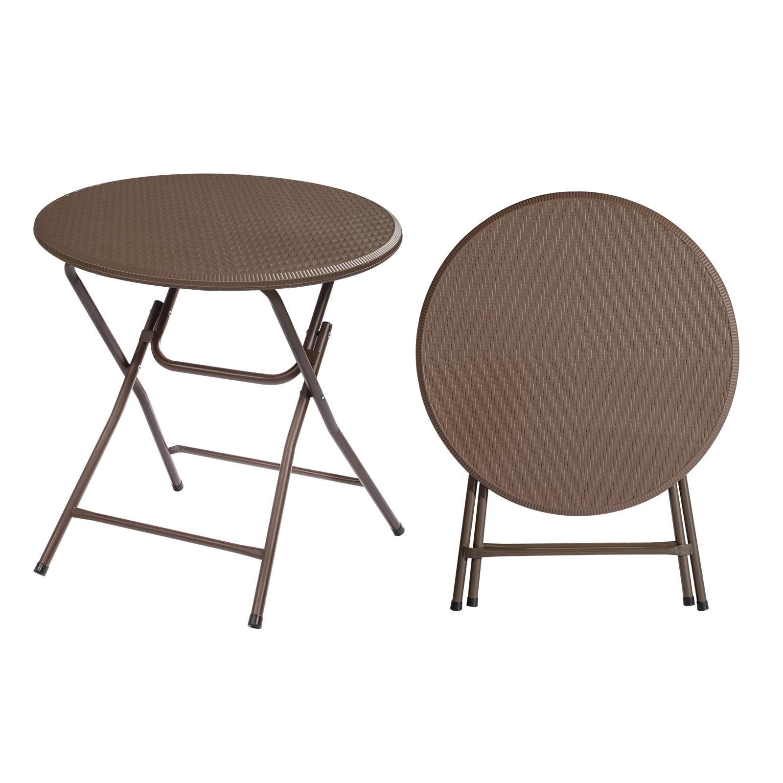 32" Round Folding Portable Plastic Dining Table Brown